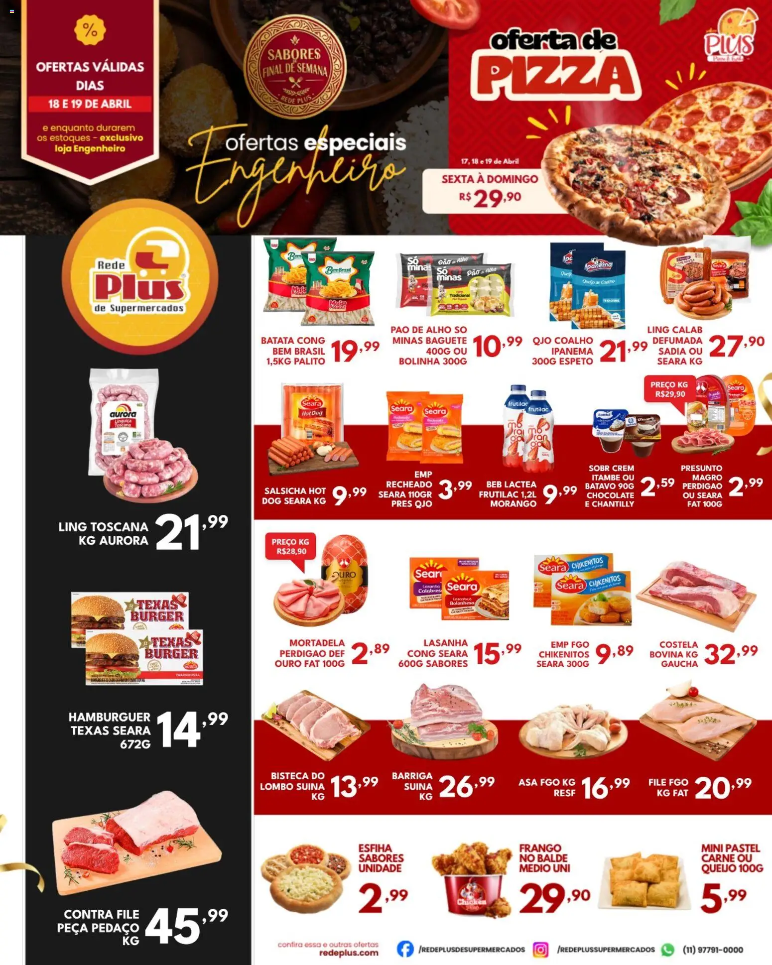 Rede Plus Supermercados Folheto - válido de 18.04.2026 | Página: 2 | Produtos: Contra filé, Presunto, Mortadela, Lasanha