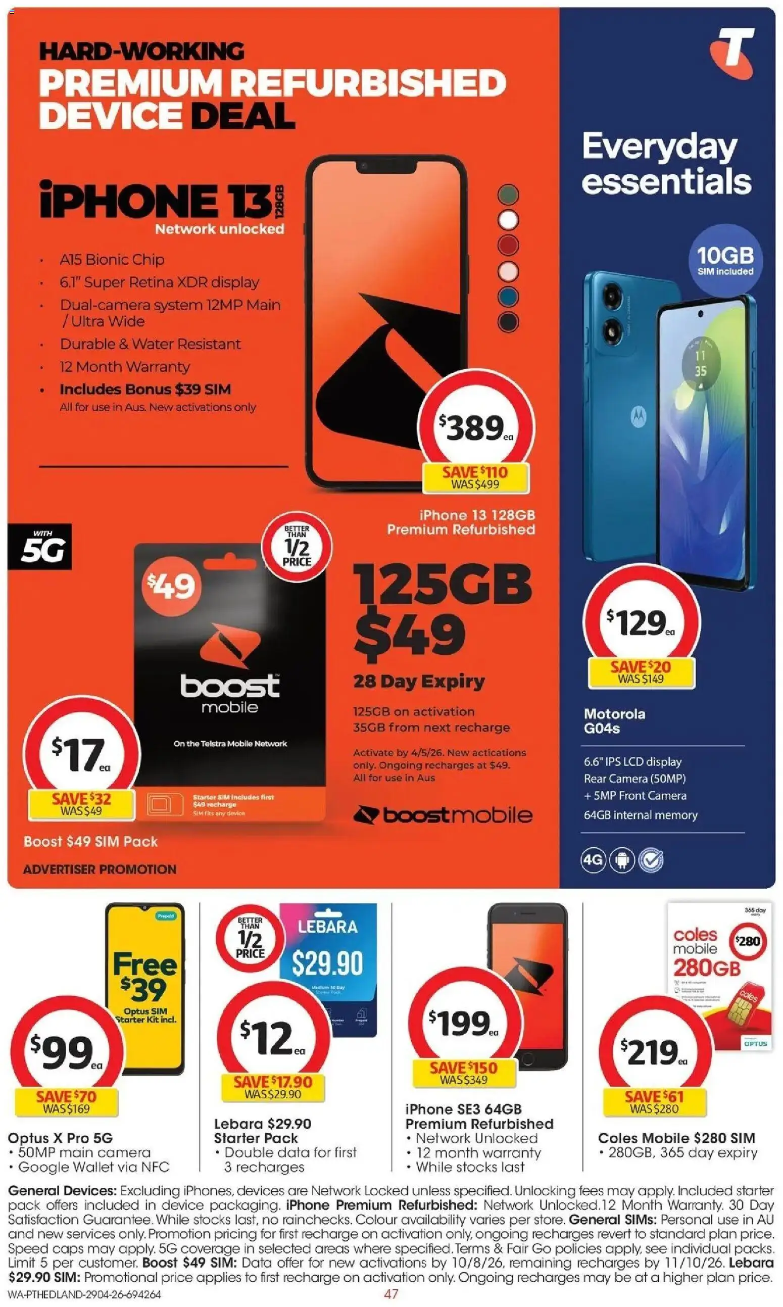 Coles catalogue - valid from 28.04.2026 | Page: 47 | Products: Water, Wallet, Device, Mobile