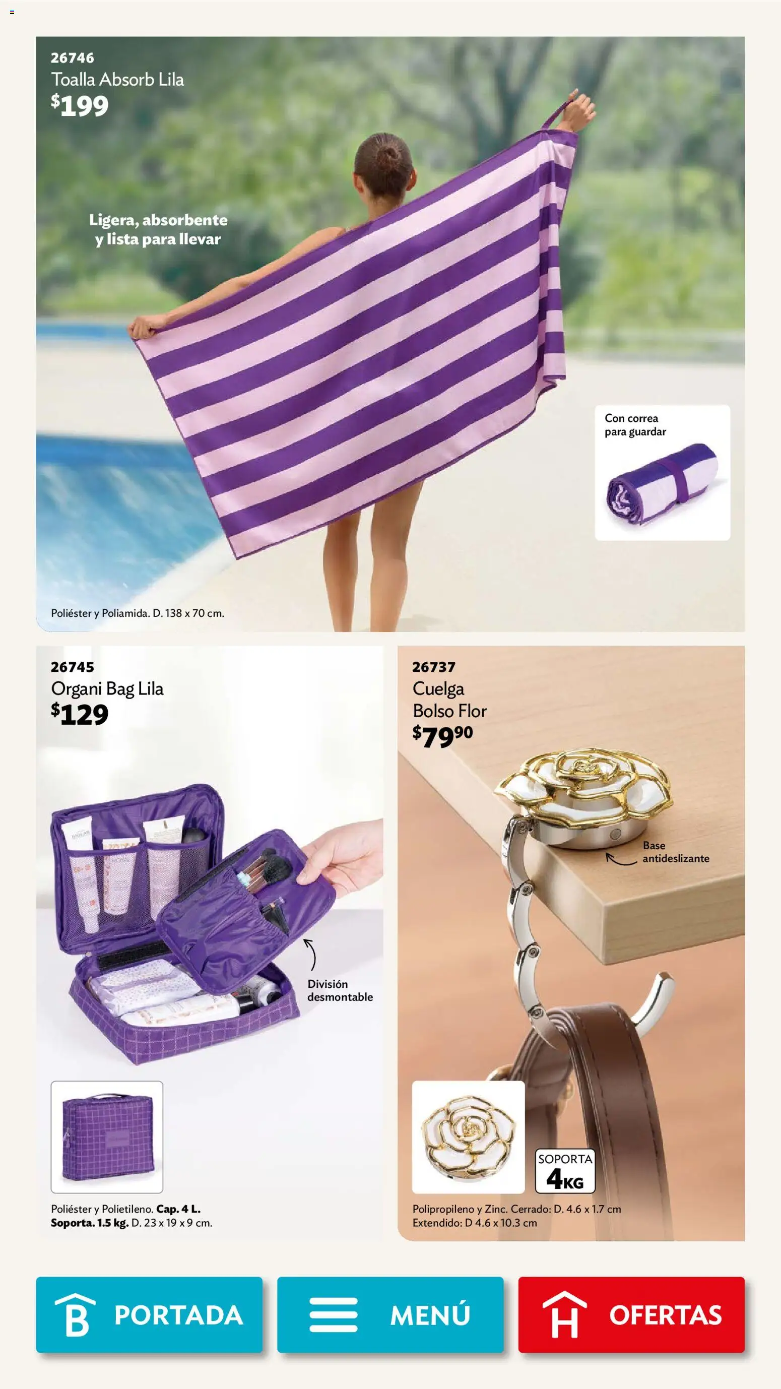 Nuevas ofertas de Betterware válidas en toda la República Mexicana desde el 04.05.2026. ¡Encuentra las mejores ofertas en Betterware campaña 5 2026! | Página: 106 | Productos: Bolso, Toalla