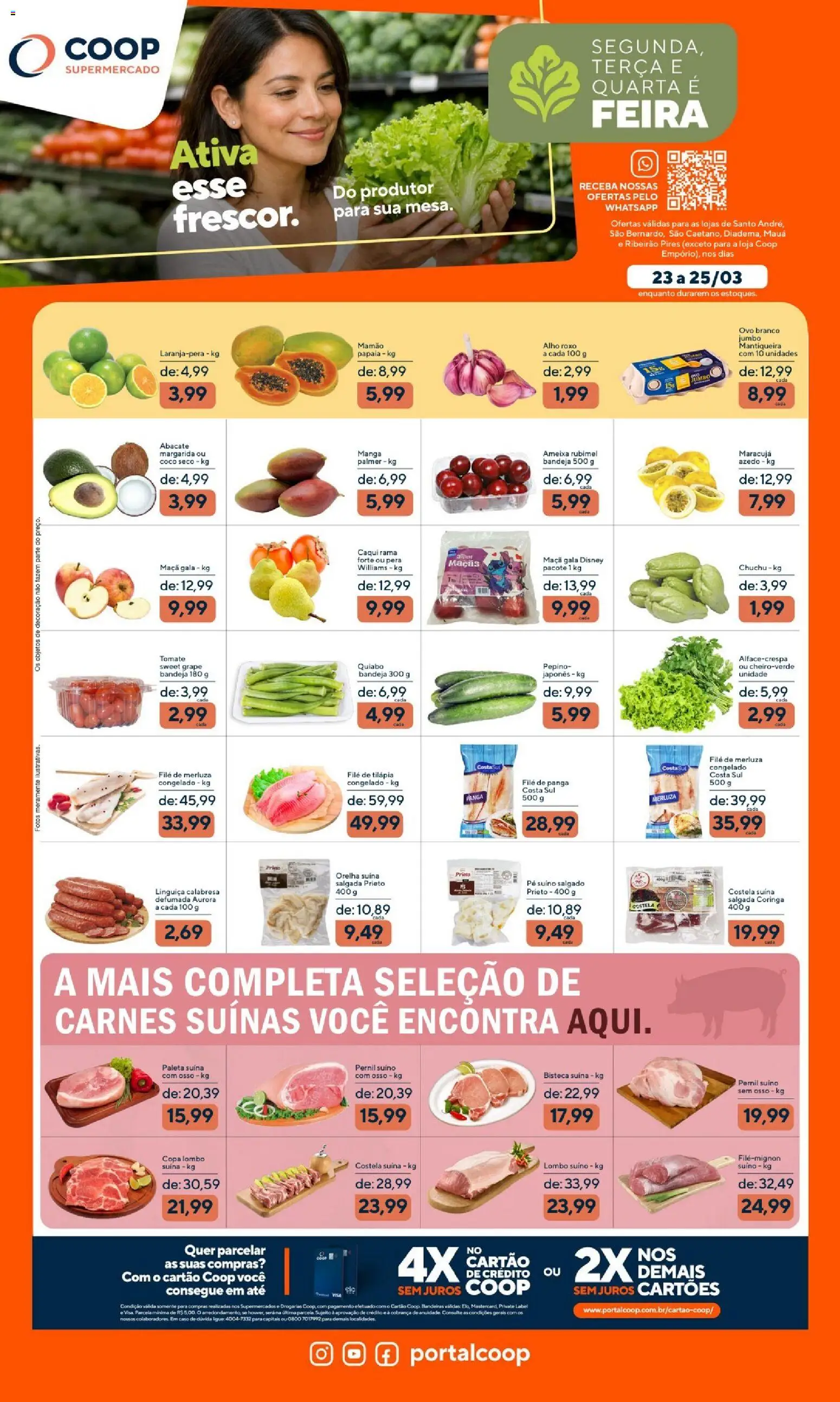 Coop Folheto - válido de 23.03.2026 | Página: 1 | Produtos: Pera, Copa, Filé de tilápia, Ameixa