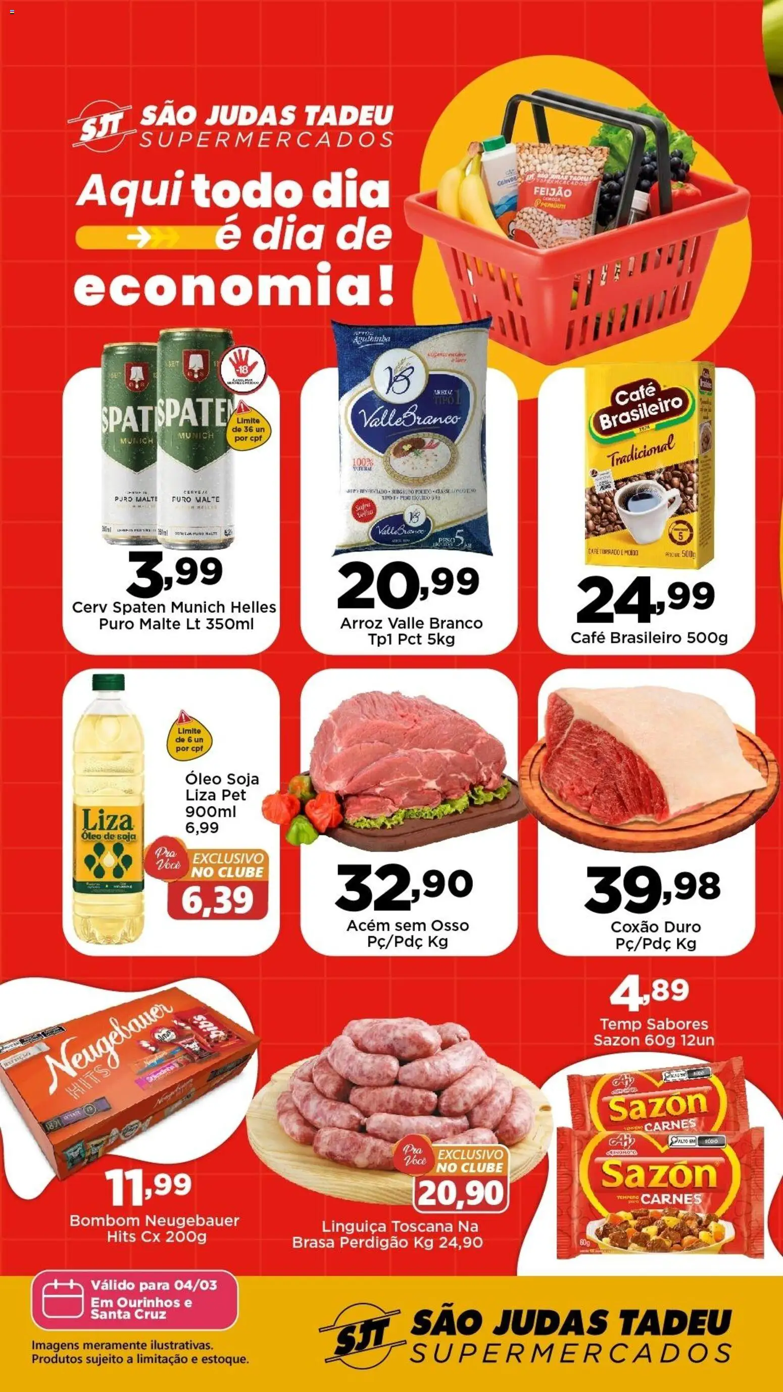 São Judas Tadeu Folheto - válido de 04.03.2026 | Página: 1 | Produtos: Acém, Café, Cerveja, Bombom