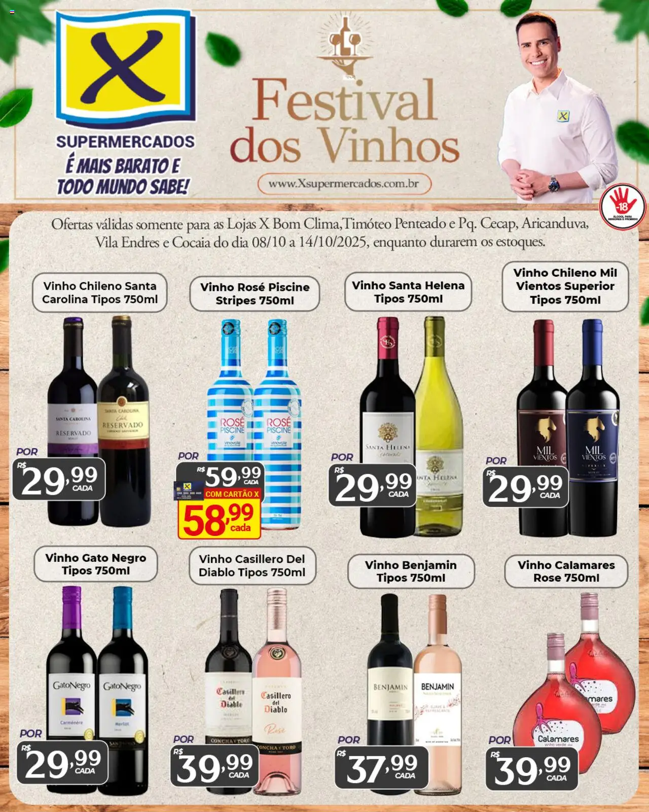 X Supermercados Folheto - válido de 08.10.2025 | Página: 1 | Produtos: Vinho, Benjamin