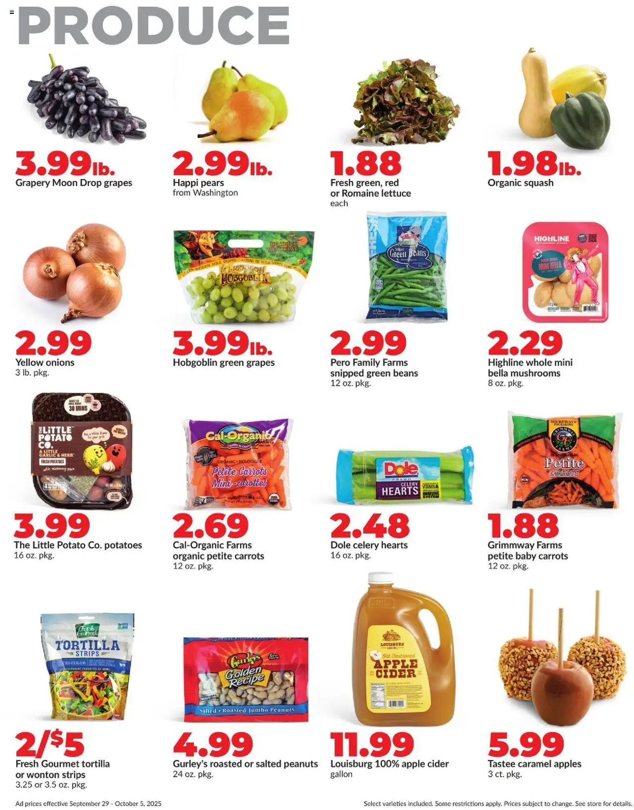 HyVee Weekly Ad - valid from 29.09.2025 | Page: 9 | Products: Cider, Romaine, Lettuce, Grapes