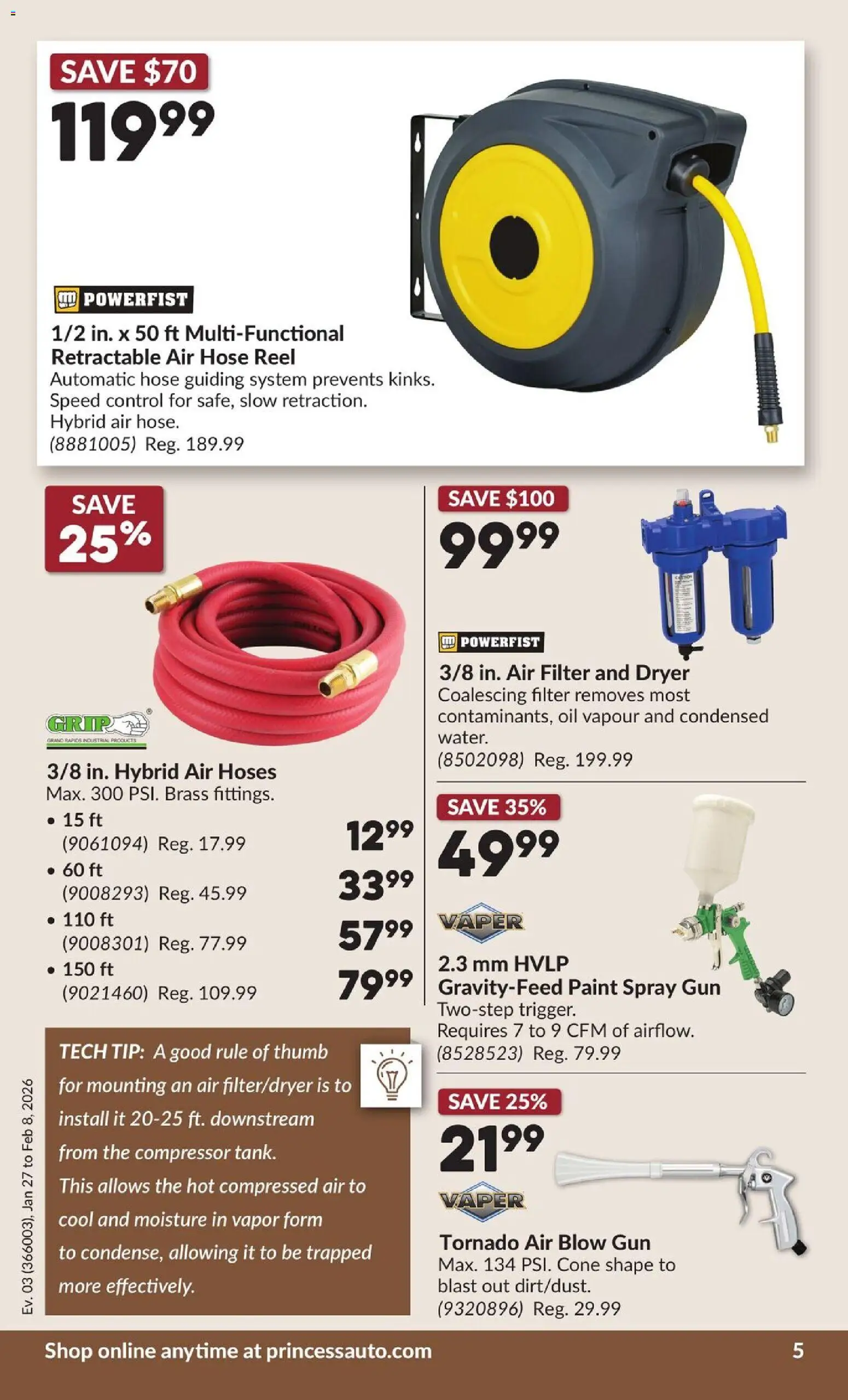 Princess Auto flyer valid from 27.01.2026 | Page: 13 | Products: Dryer, Oil