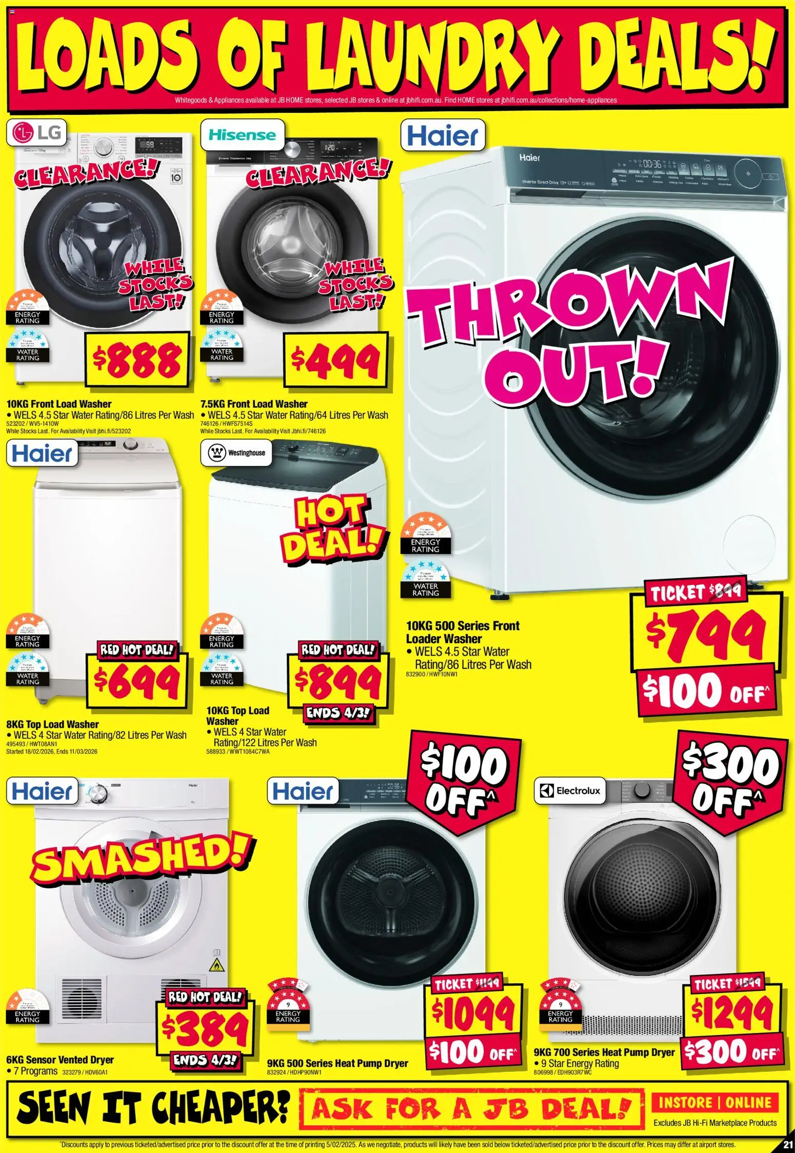 JB Hi-Fi catalogue - valid from 19.02.2026 | Page: 21 | Products: Water, Laundry, Dryer, Washer