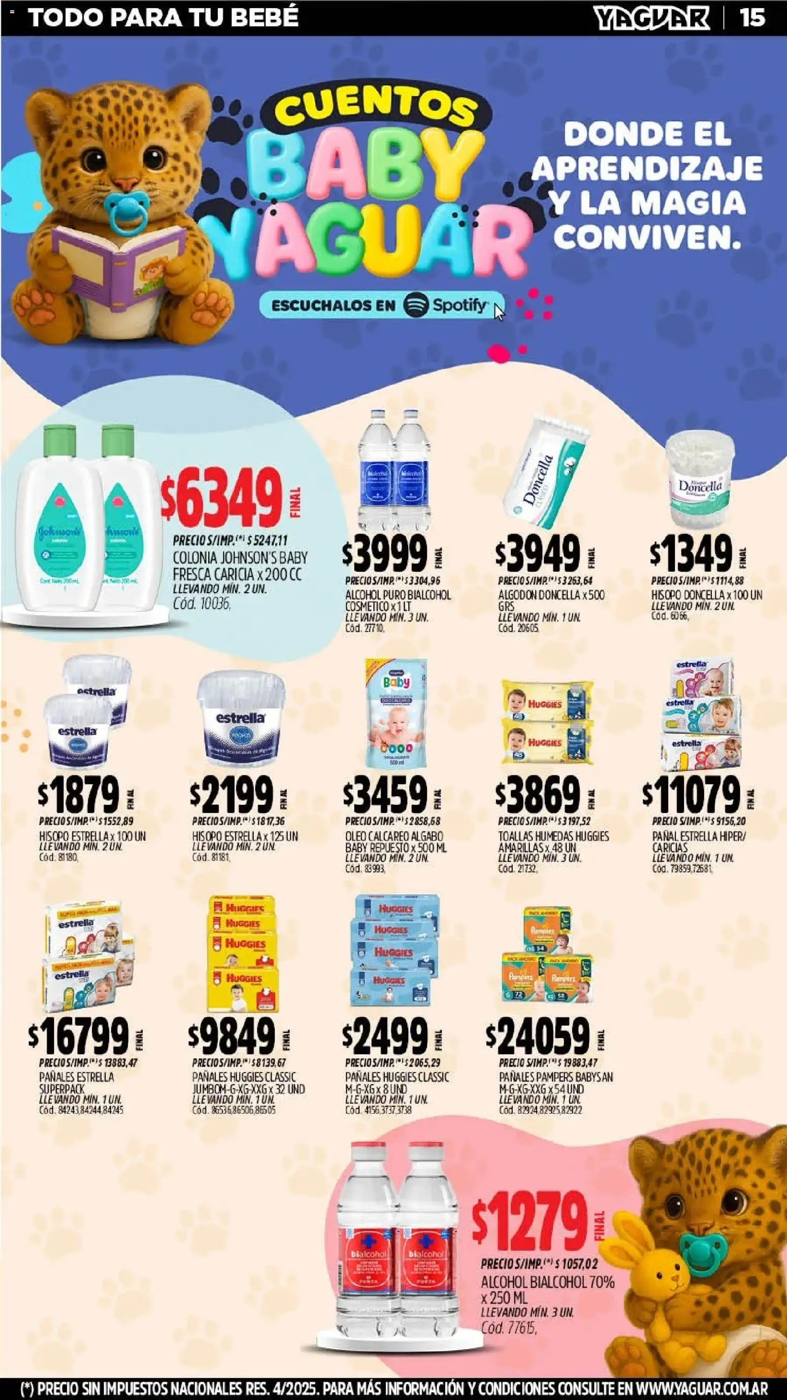 Yaguar - Oferta Semanal Jujuy │ válido desde el 09.02.2026 | Página: 15 | Productos: Algodón, Toallas, Pañales