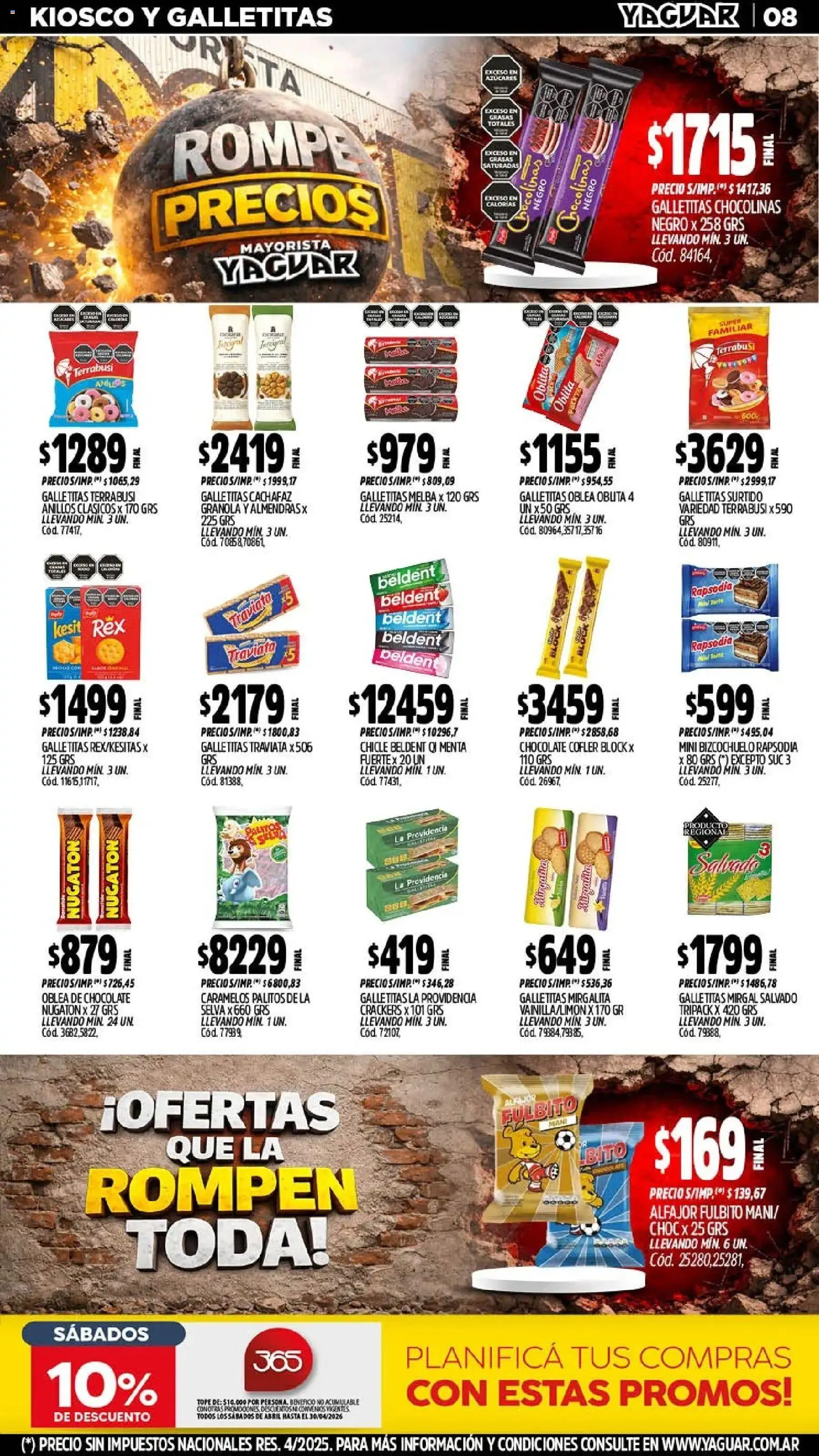 Yaguar - Oferta Semanal Salta │ válido desde el 13.04.2026 | Página: 9 | Productos: Almendras, Mani, Chocolate, Alfajor