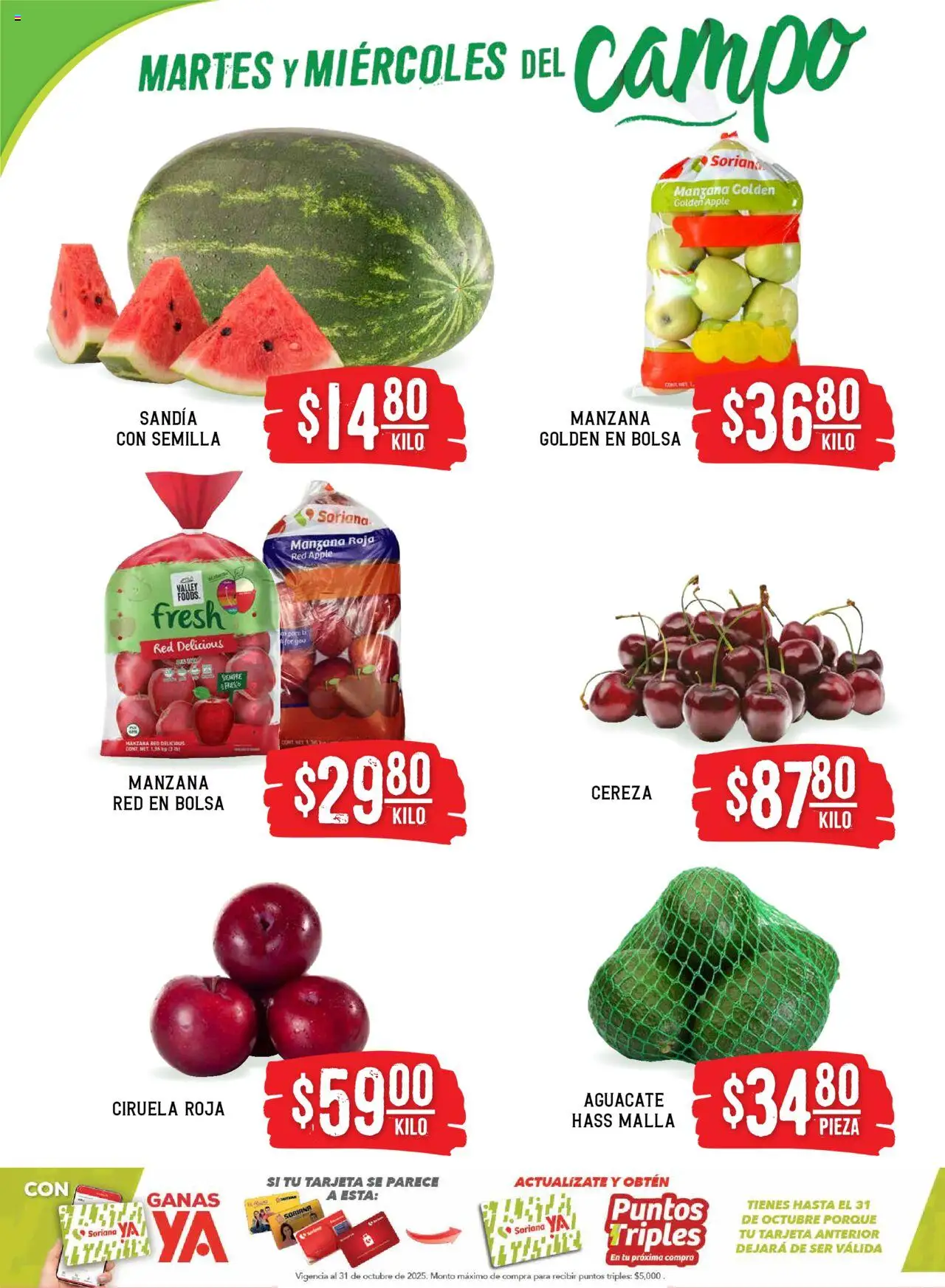 Nuevas ofertas de Soriana válidas en toda la República Mexicana desde el 19.08.2025. ¡Encuentra las mejores ofertas en Soriana folleto! | Página: 2 | Productos: Sandía, Manzana, Aguacate, Malla