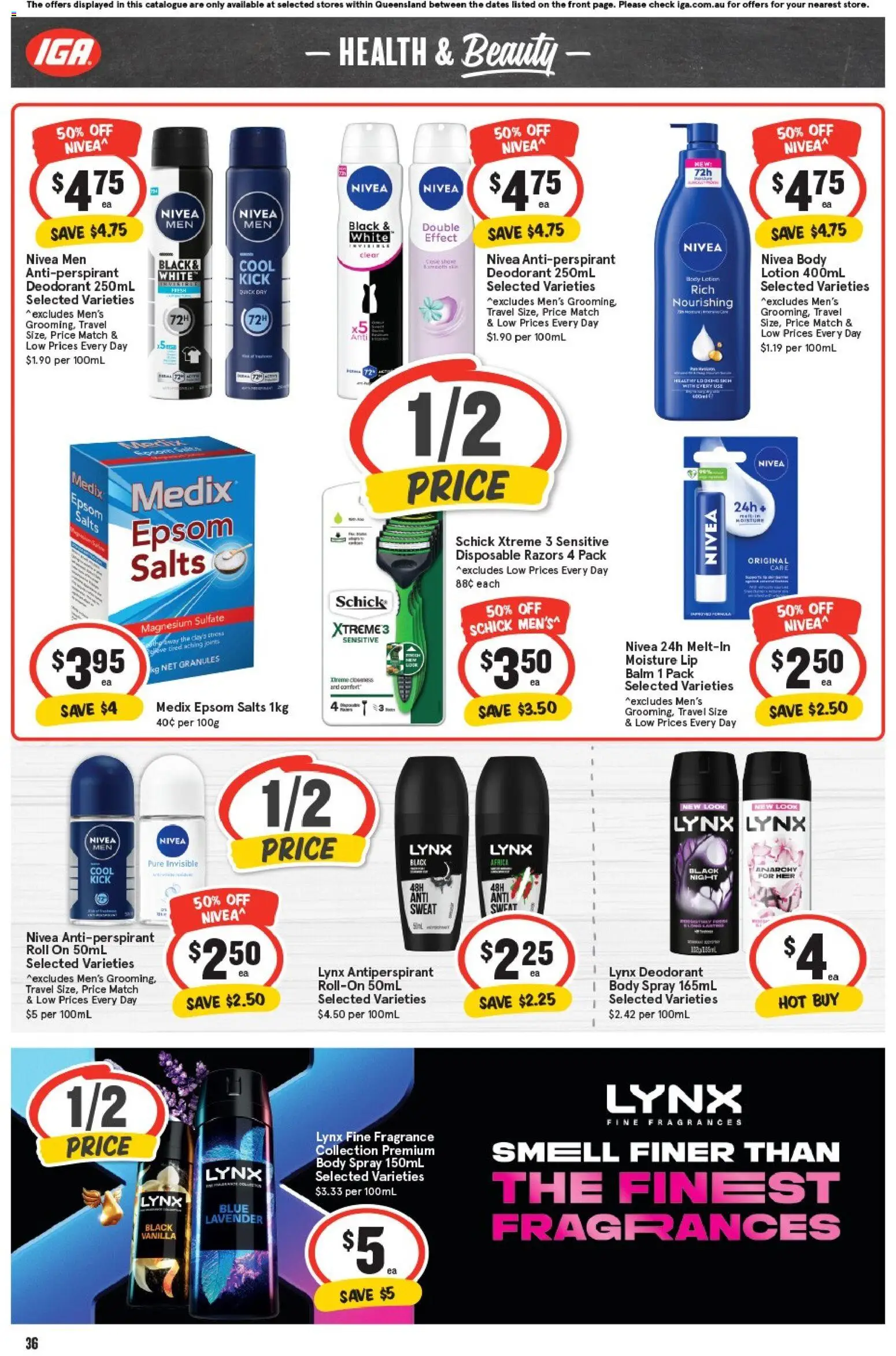 IGA catalogue - valid from 05.11.2025 | Page: 36 | Products: Lotion, Deodorant, Antiperspirant, Razors