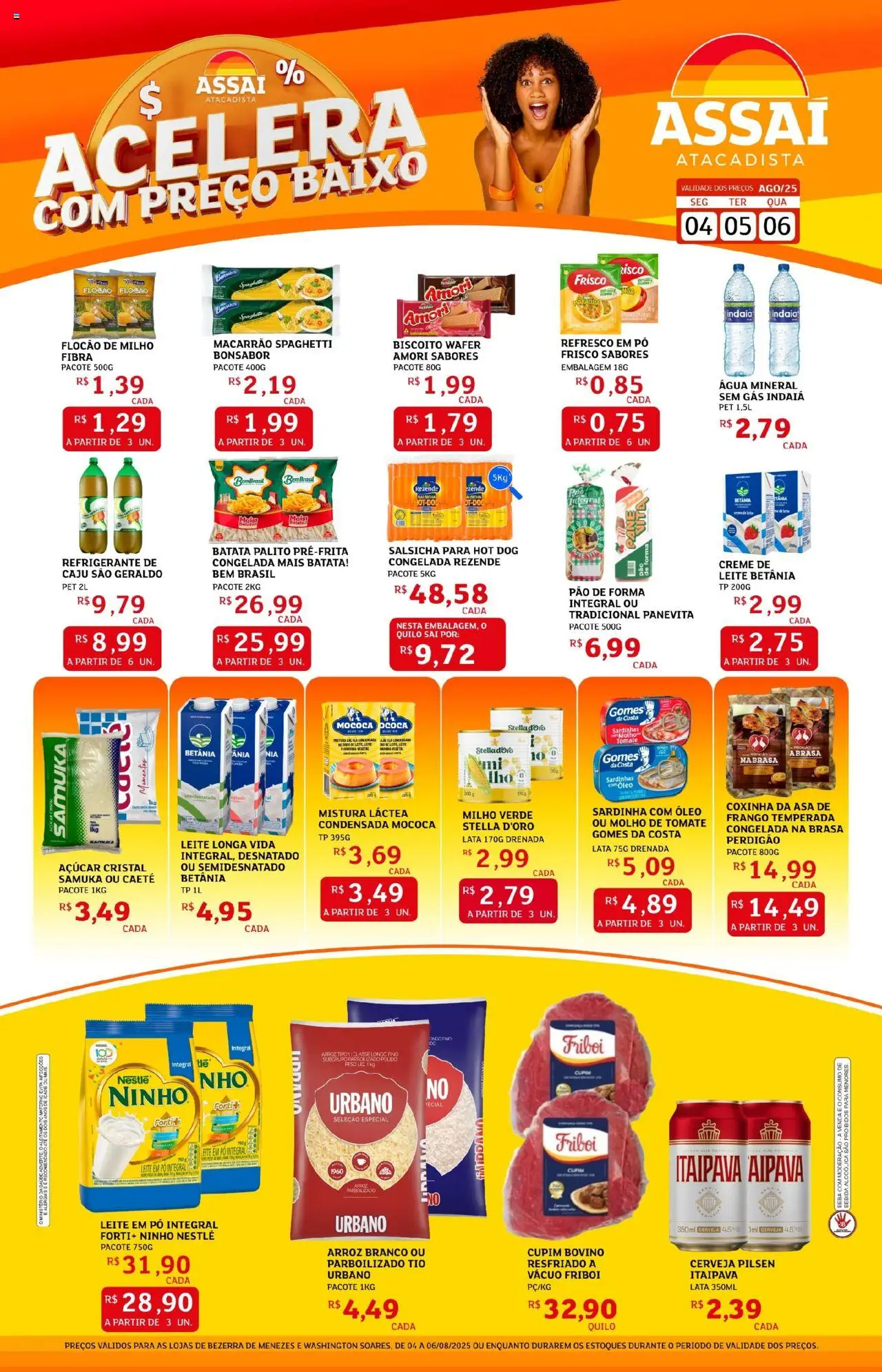 Assaí Atacadista Folheto - válido de 04.08.2025 | Página: 1 | Produtos: Frisco, Molho de tomate, Óleo, Creme