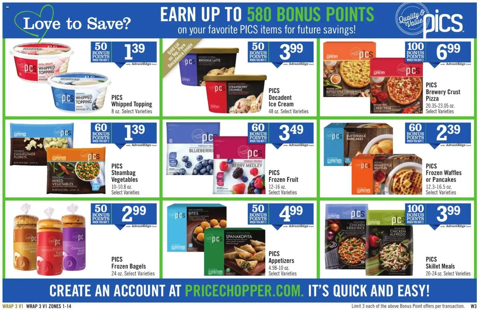 Price Chopper - Weekly Ad - valid from 15.03.2026 | Page: 15 | Products: Cheese, Pizza, Ice cream, Vegetables