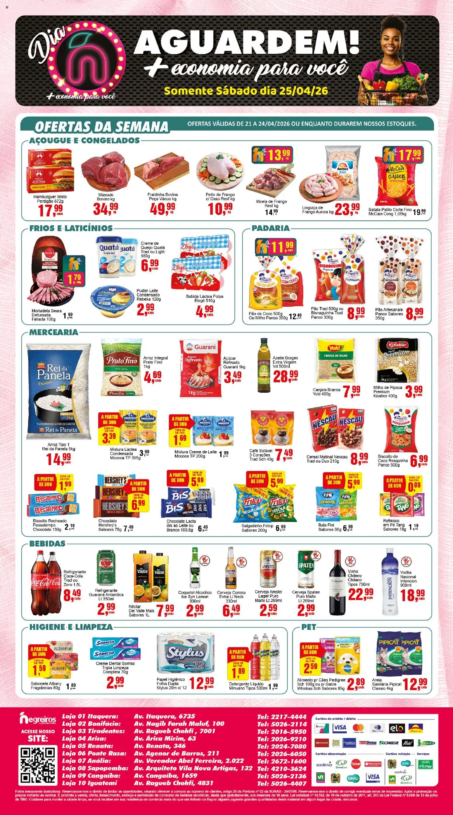 Negreiros Folheto - válido de 21.04.2026 | Página: 2 | Produtos: Arroz, Refrigerante, Creme de leite, Frango