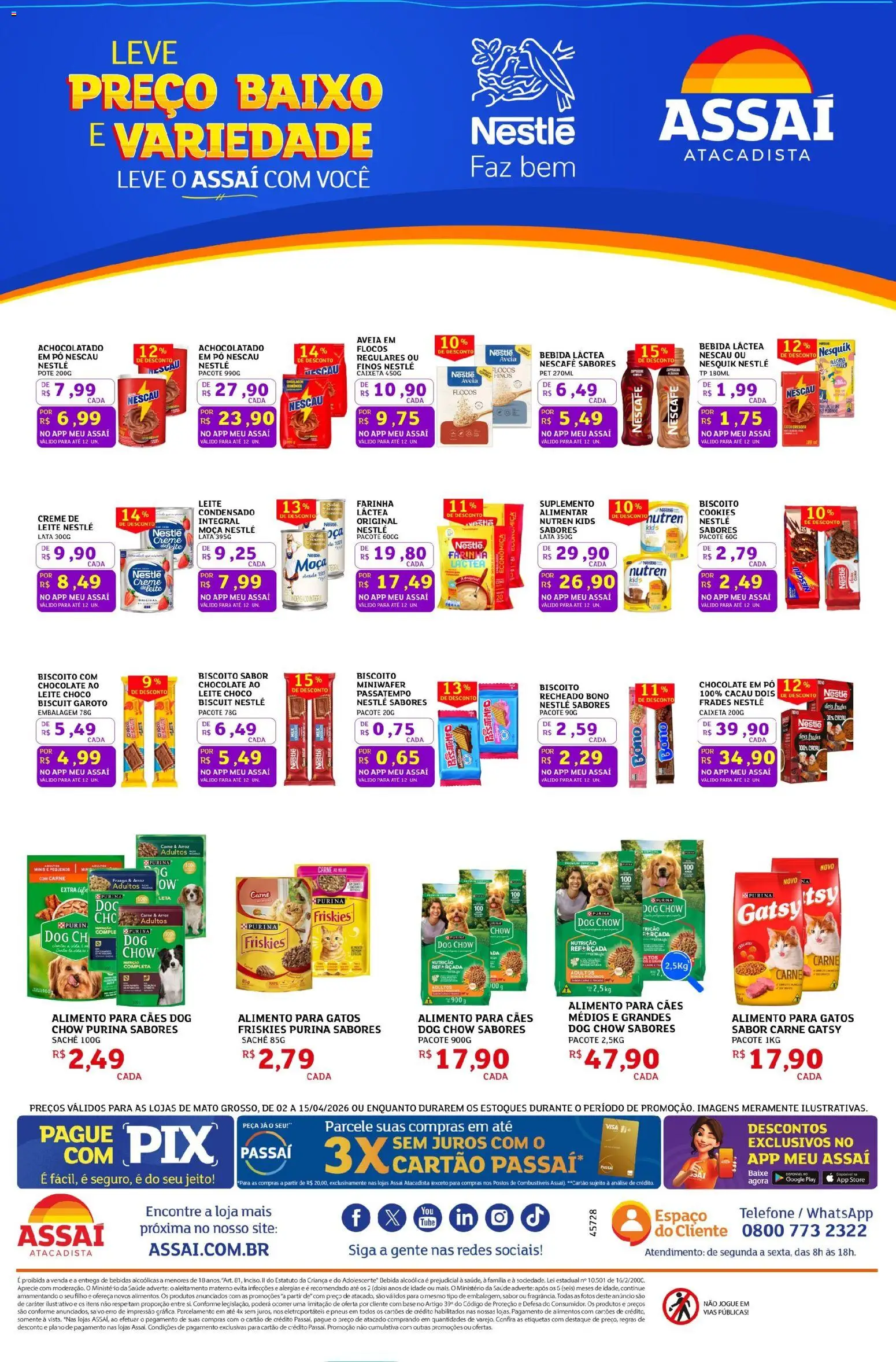 Assaí Atacadista Folheto - válido de 02.04.2026 | Página: 2 | Produtos: Achocolatado, Chocolate, Carne, Telefone