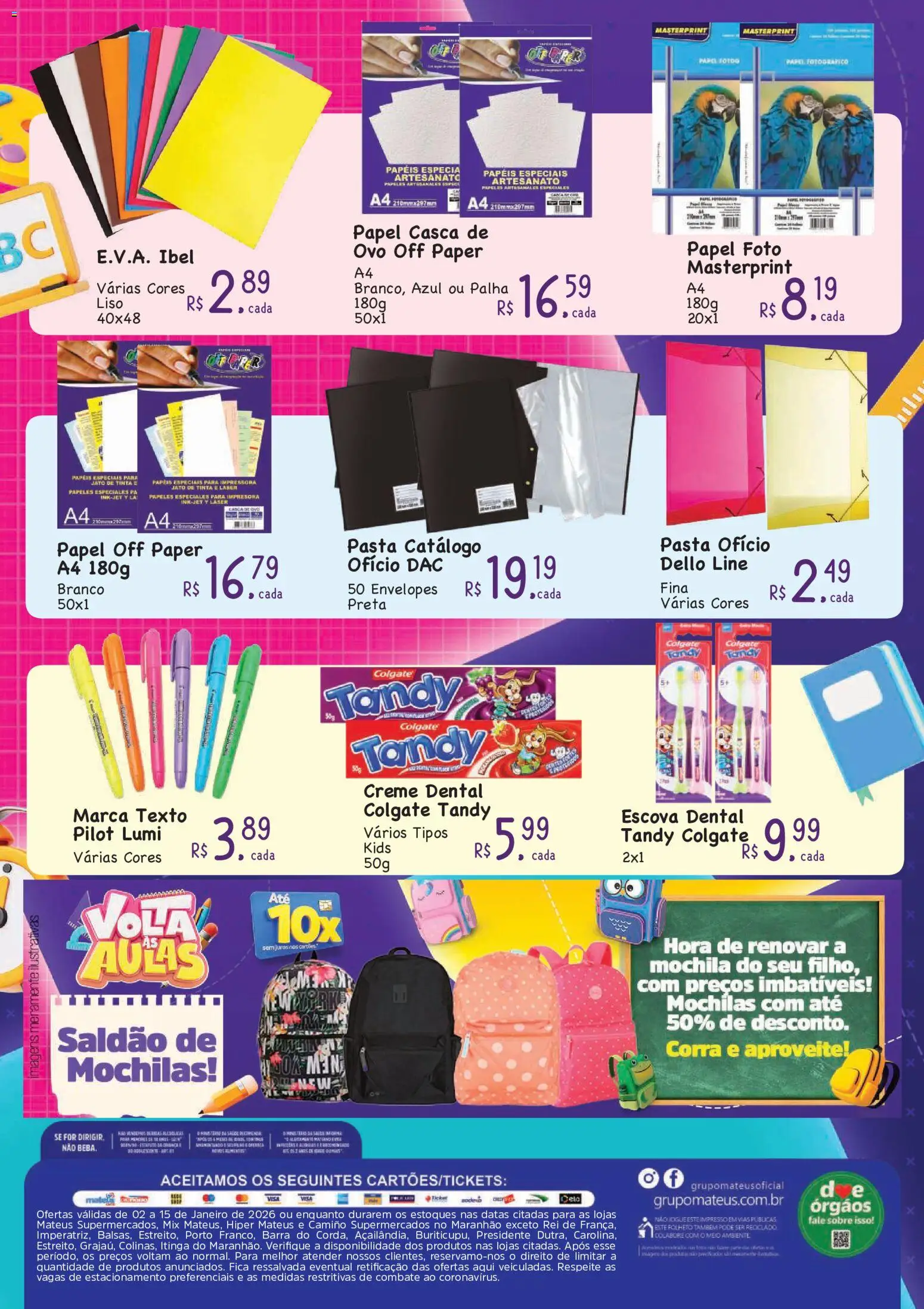 Mateus Folheto - válido de 02.01.2026 | Página: 4 | Produtos: Marca texto, Creme, Creme dental, Tinta