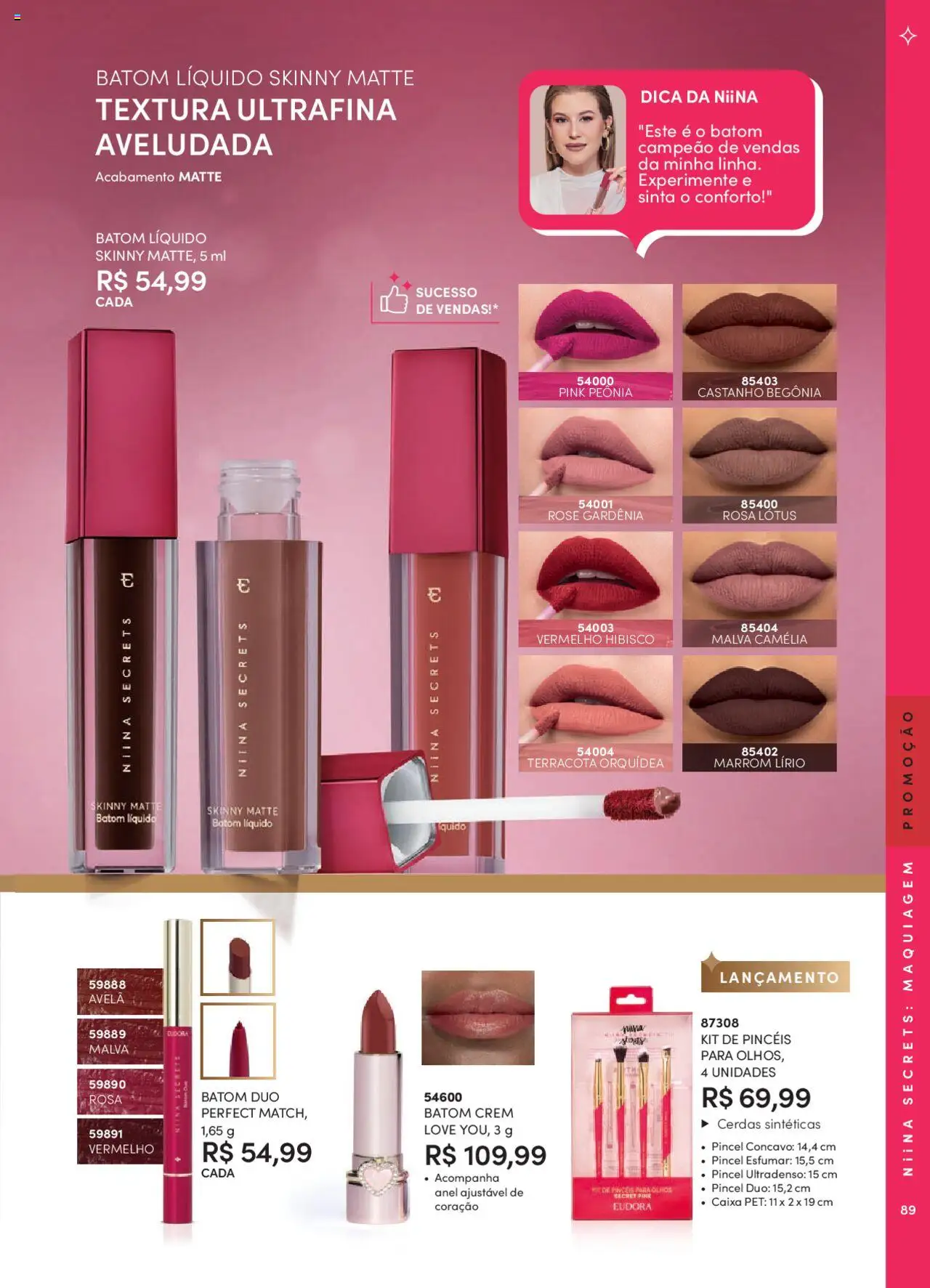Eudora Folheto - válido de 07.10.2025 | Página: 89 | Produtos: Hibisco, Maquiagem, Anel, Avelã