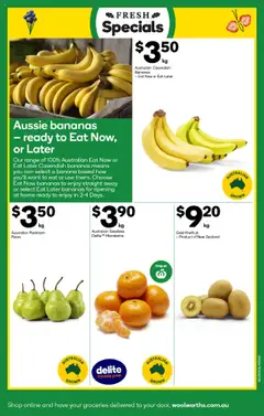 Preview of Weekly catalogue Woolworths NSW 08/10 - valid from 08.10.2025 | Page: 9 | Products: Bananas, Kiwifruit, Mandarins