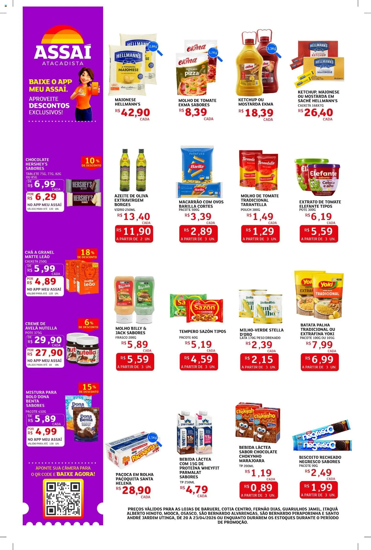 Assaí Atacadista Folheto - válido de 20.04.2026 | Página: 2 | Produtos: Molho de tomate, Chá, Batata palha, Paçoca