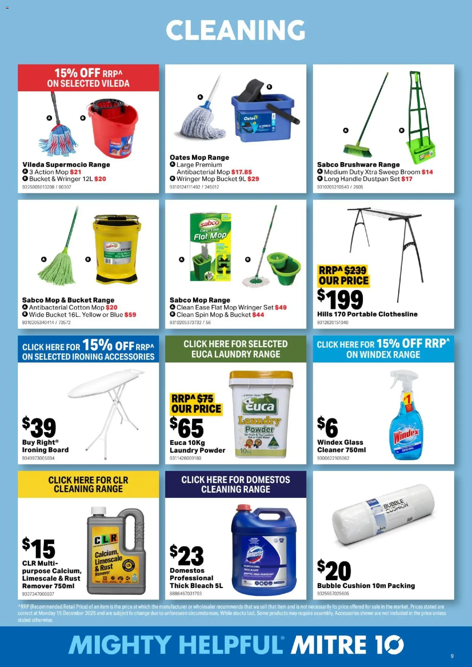 Mitre 10 catalogue - valid from 04.02.2026 | Page: 9 | Products: Bucket, Mop, Water, Laundry