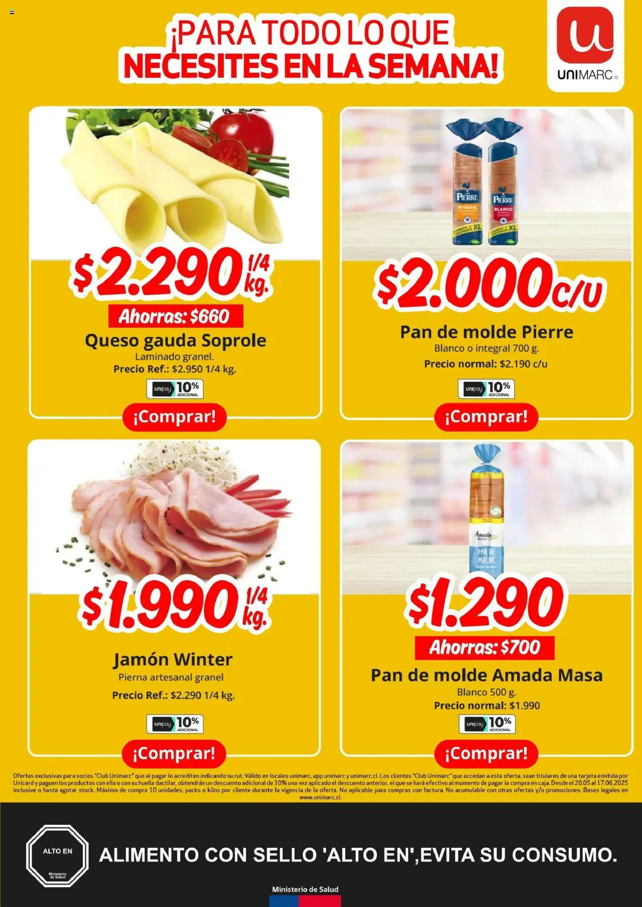 Unimarc ofertas  │ válido desde el 20.05.2025 | Página: 5 | Productos: Molde, Queso, Pan, Jamón