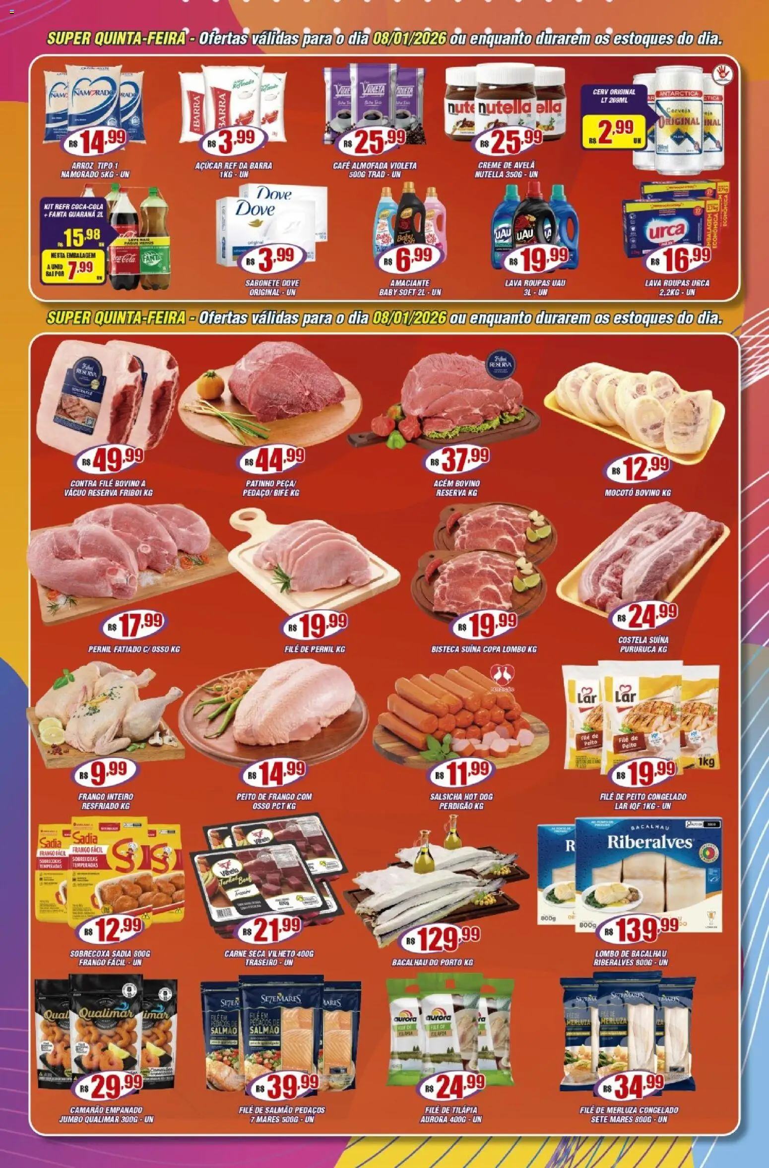 Violeta Supermercados Folheto - válido de 06.01.2026 | Página: 3 | Produtos: Bacalhau, Contra filé, Creme, Açúcar