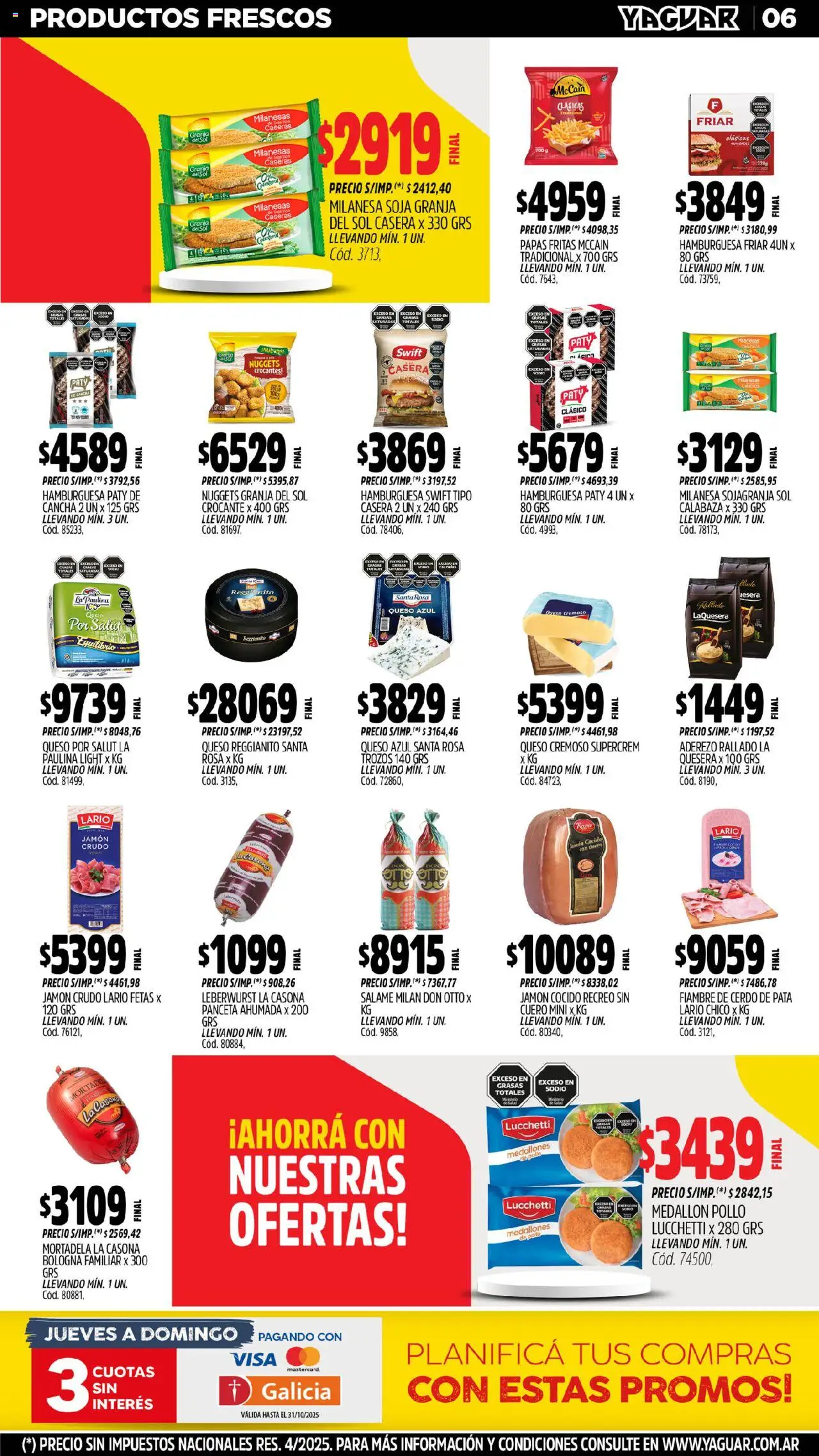 Yaguar - Mendoza │ válido desde el 13.10.2025 | Página: 5 | Productos: Jamón crudo, Queso, Salame, Cerdo