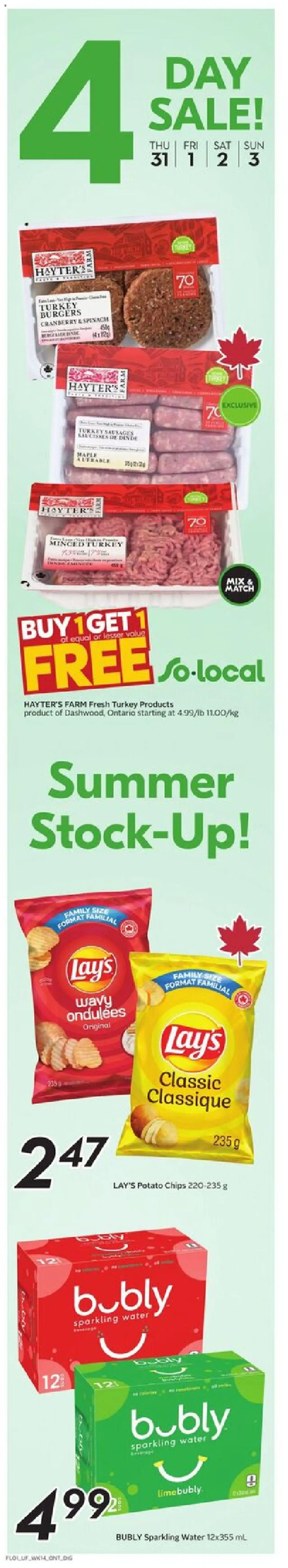 Sobeys flyer valid from 31.07.2025 | Page: 2 | Products: Chips, Turkey