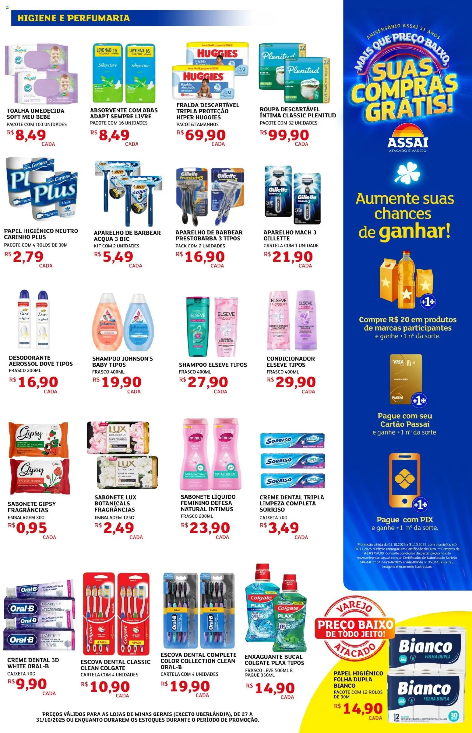 Assaí Atacadista Folheto - válido de 27.10.2025 | Página: 7 | Produtos: Enxaguante bucal, Creme, Toalha umedecida, Sabonete líquido