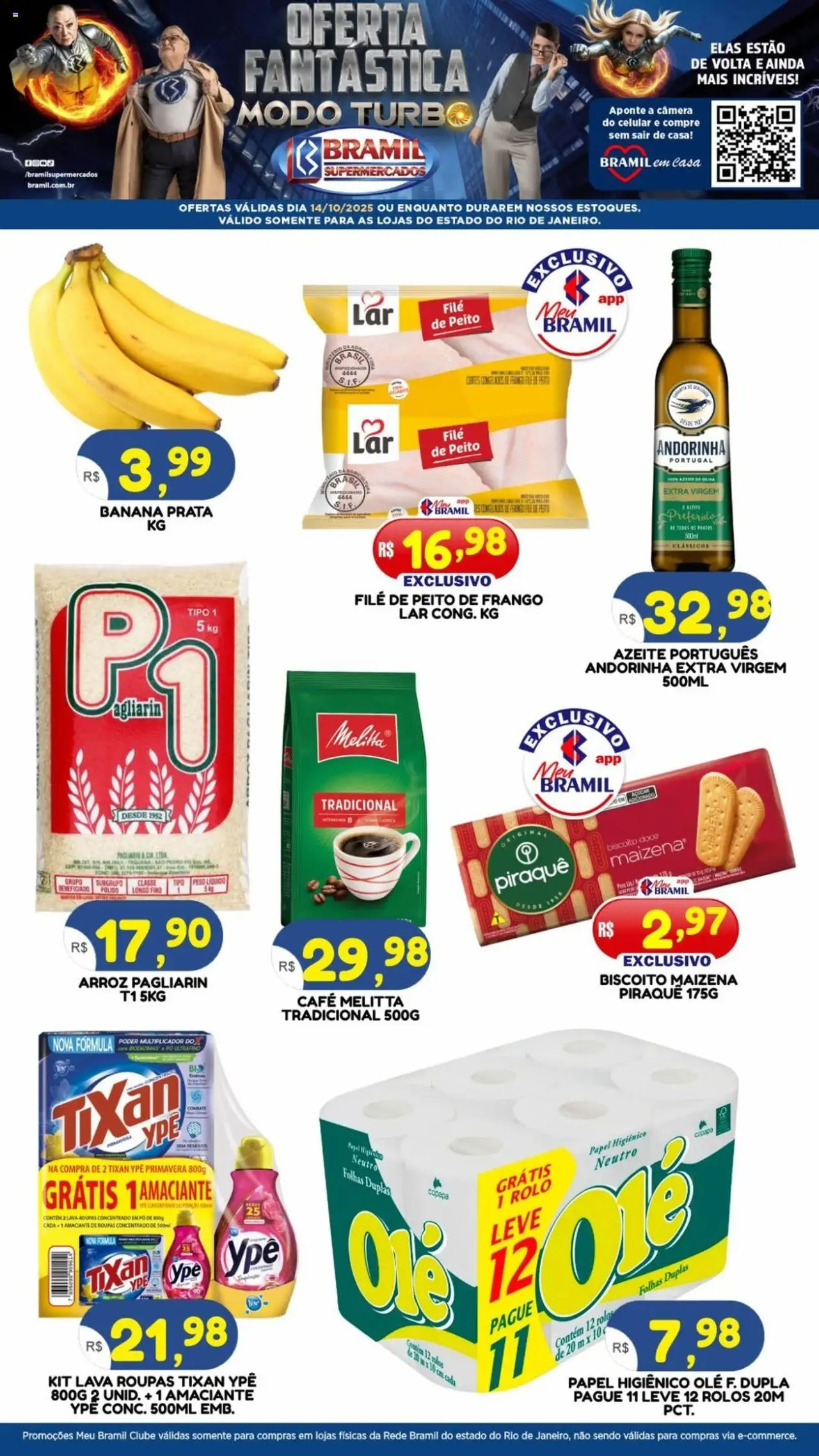 Bramil Supermercados Folheto - válido de 14.10.2025 | Página: 1 | Produtos: Pó, Papel higienico ole, Amaciante de roupas, Amaciante