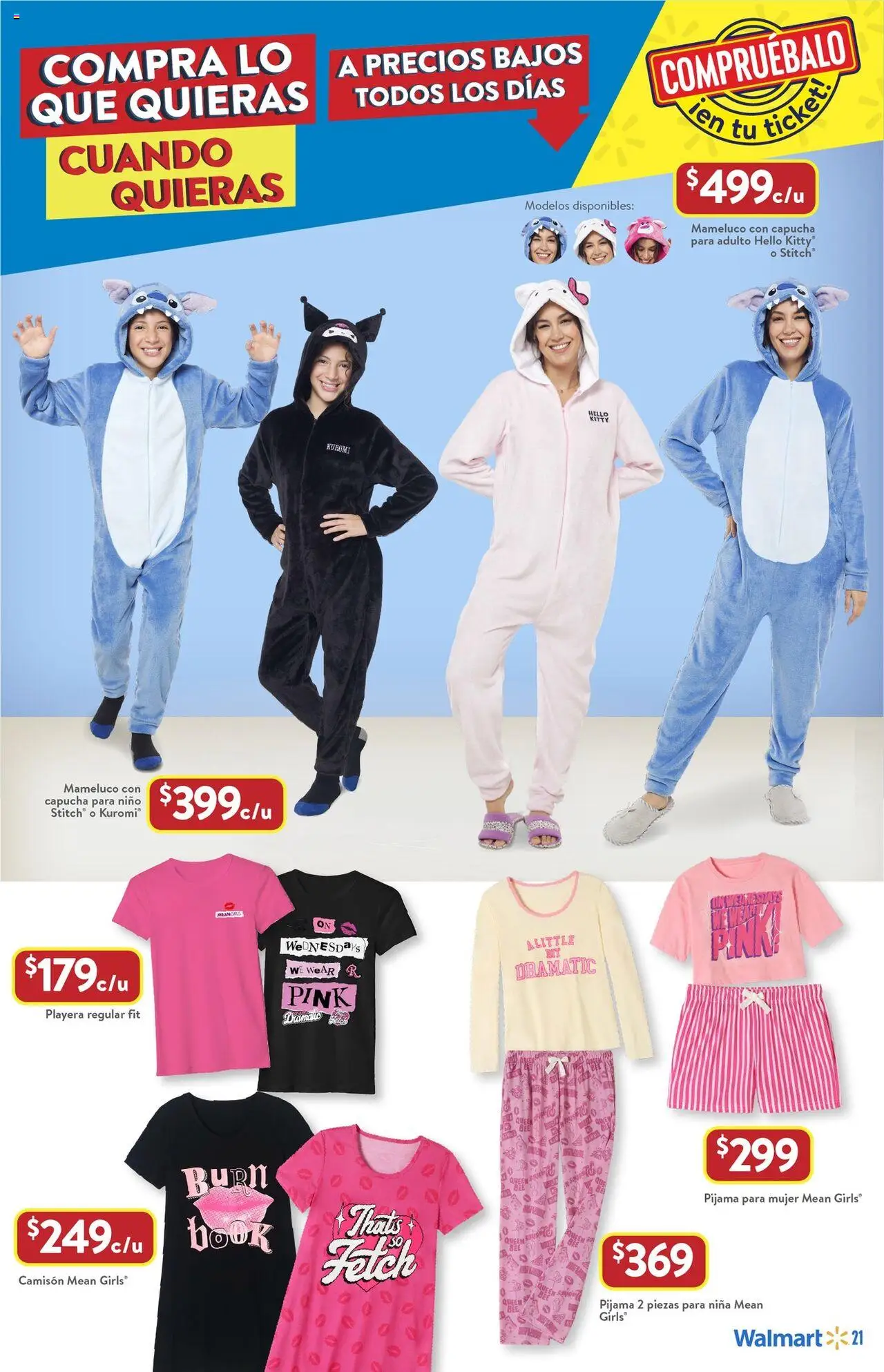 Nuevas ofertas de Walmart válidas en toda la República Mexicana desde el 14.08.2025. ¡Encuentra las mejores ofertas en Walmart - Folleto! | Página: 21 | Productos: Pijama, Playera, Camisón, Mameluco