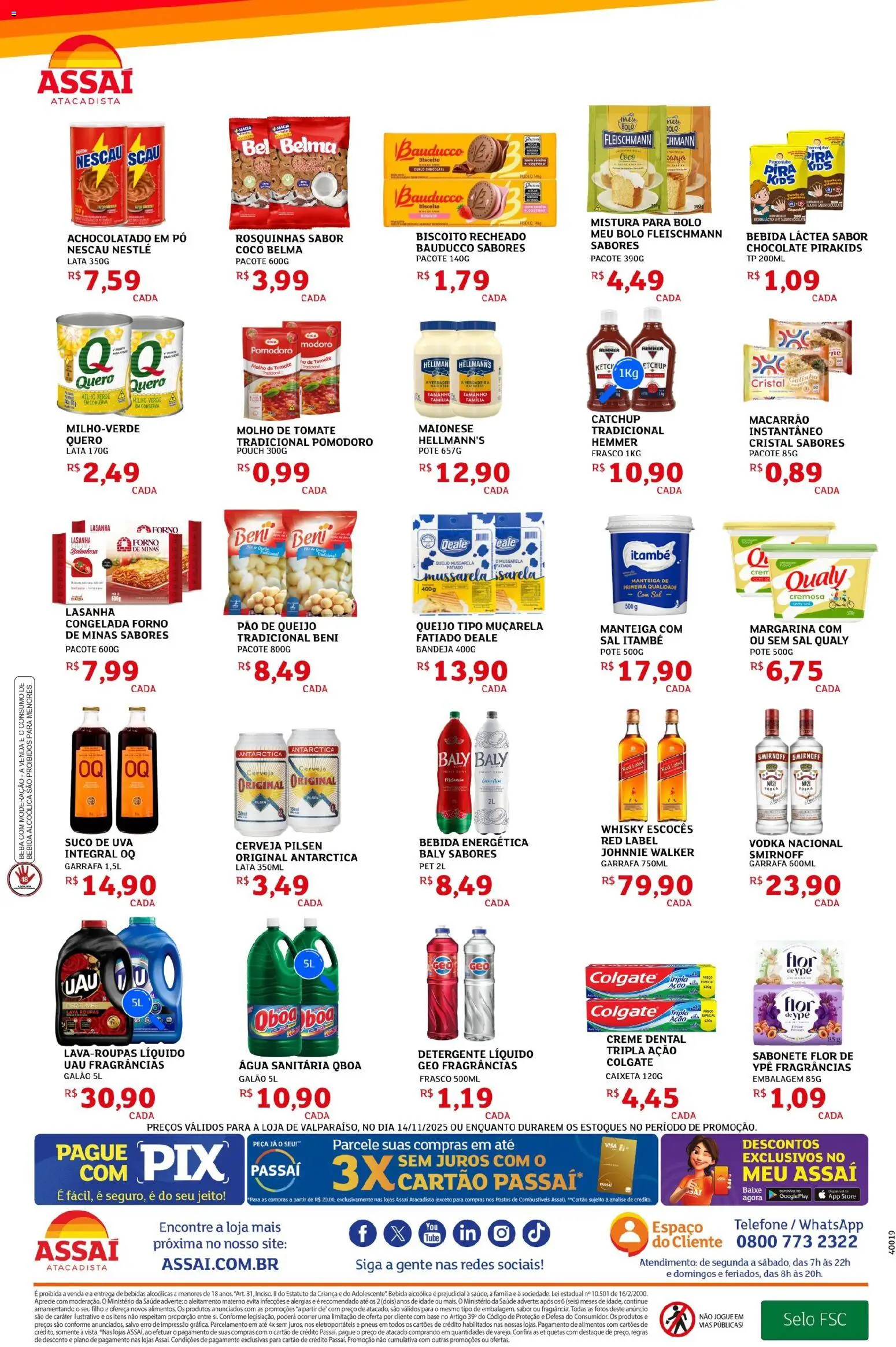 Assaí Atacadista Folheto - válido de 14.11.2025 | Página: 2 | Produtos: Detergente, Vodka, Bandeja, Biscoito recheado
