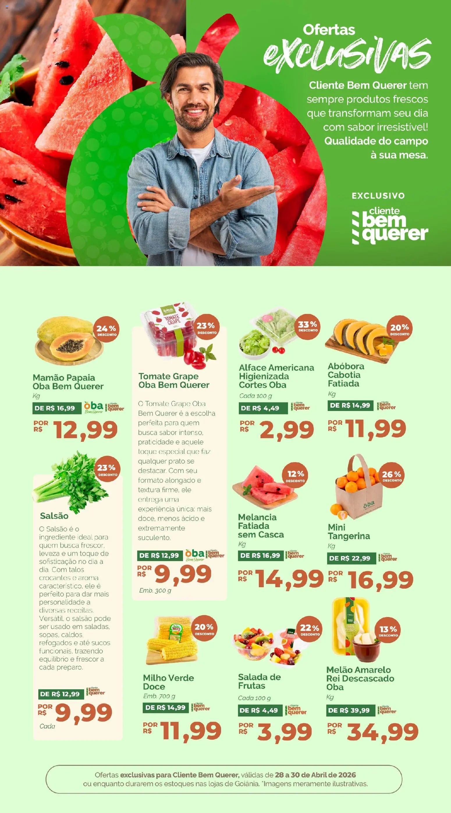Oba Hortifruti Folheto - válido de 28.04.2026 | Página: 3 | Produtos: Abóbora, Milho verde, Salada, Alface