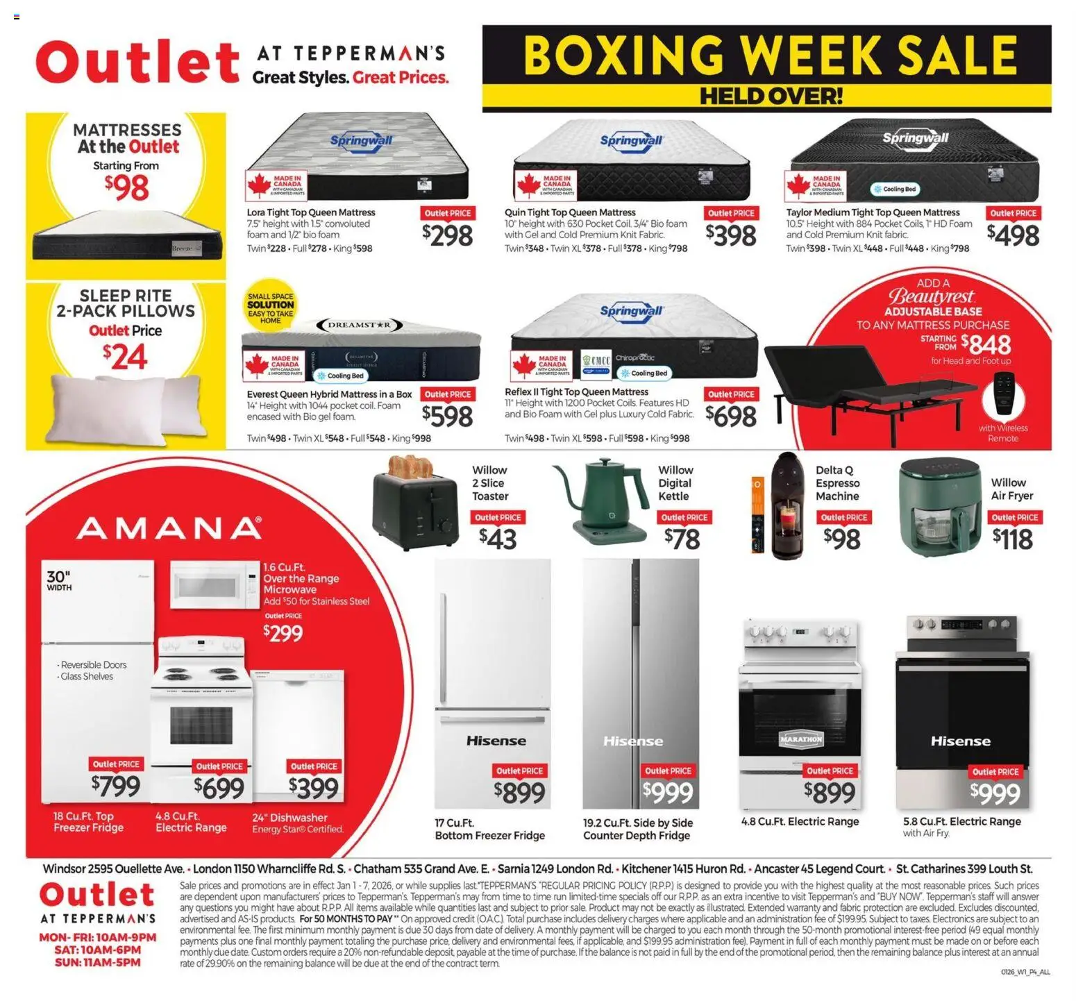 Tepperman's flyer valid from 01.01.2026 | Page: 11 | Products: Freezer, Toaster, Fryer, Mattress