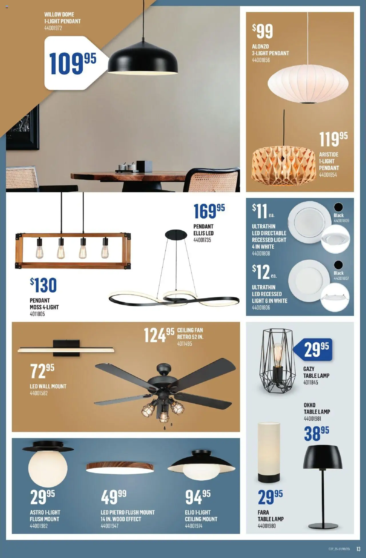 Canac flyer valid from 11.09.2025 | Page: 13 | Products: Fan, Table, Lamp