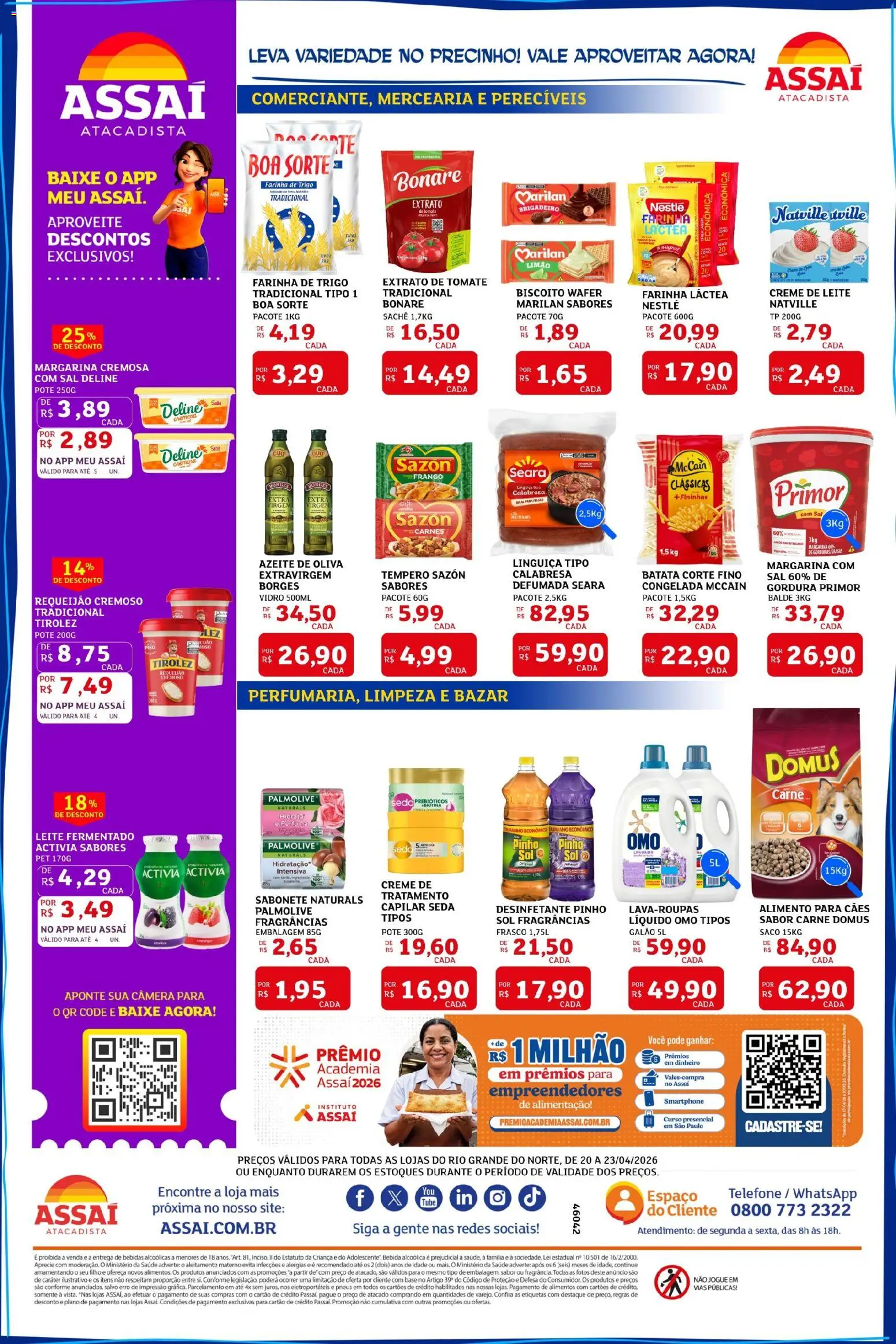 Assaí Atacadista Folheto - válido de 20.04.2026 | Página: 2 | Produtos: Farinha de trigo, Carne, Frango, Câmera