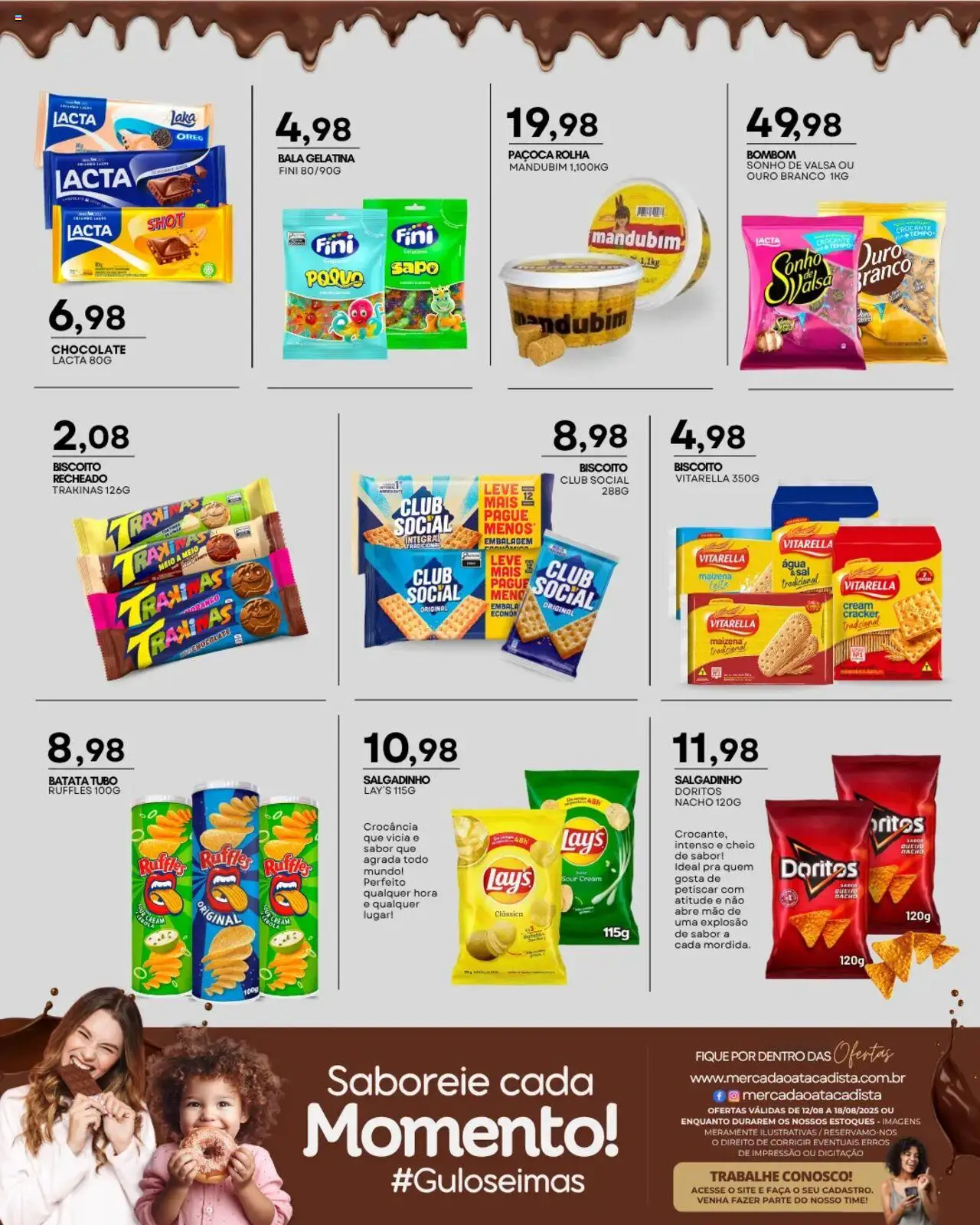 Mercadão Atacadista Folheto - válido de 12.08.2025 | Página: 9 | Produtos: Leite, Biscoito recheado, Bombom, Paçoca