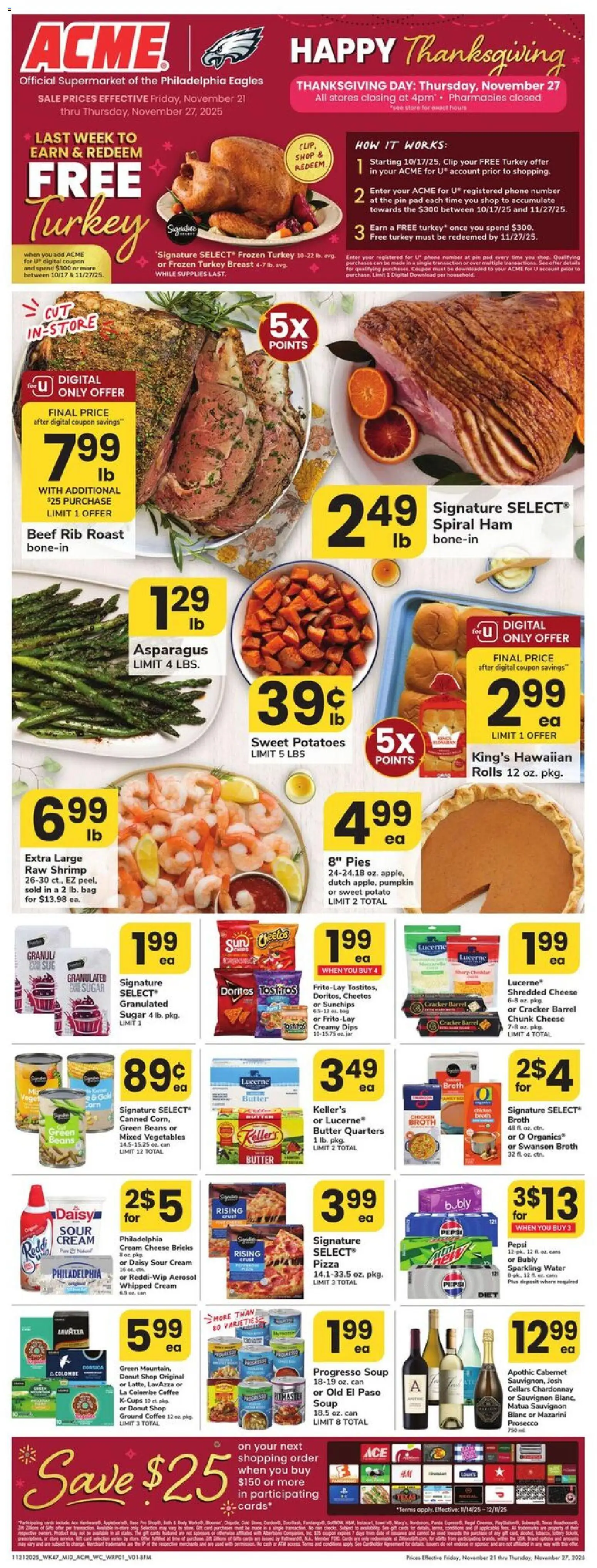 Acme Weekly Ad - PA - valid from 21.11.2025 | Page: 1 | Products: Wc, Cheese, Vegetables, Pumpkin