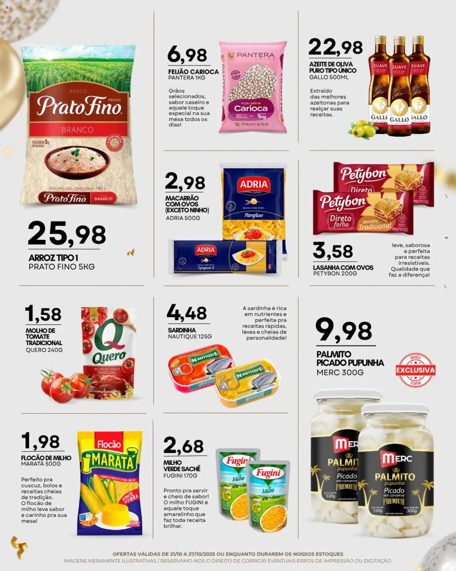 Mercadão Atacadista Folheto - válido de 21.10.2025 | Página: 4 | Produtos: Feijão, Palmito, Mesa, Macarrão