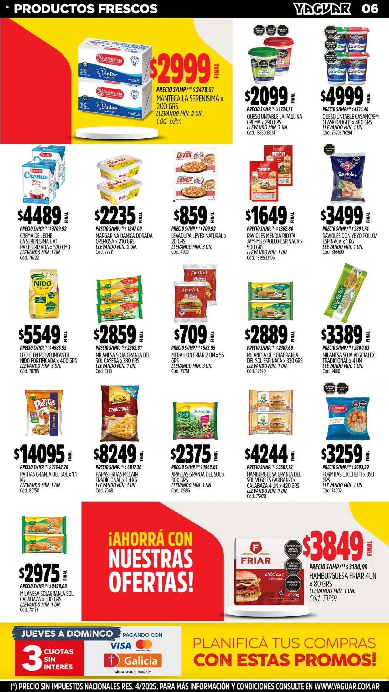 Yaguar - Chaco │ válido desde el 15.09.2025 | Página: 6 | Productos: Manteca, Queso, Margarina, Crema