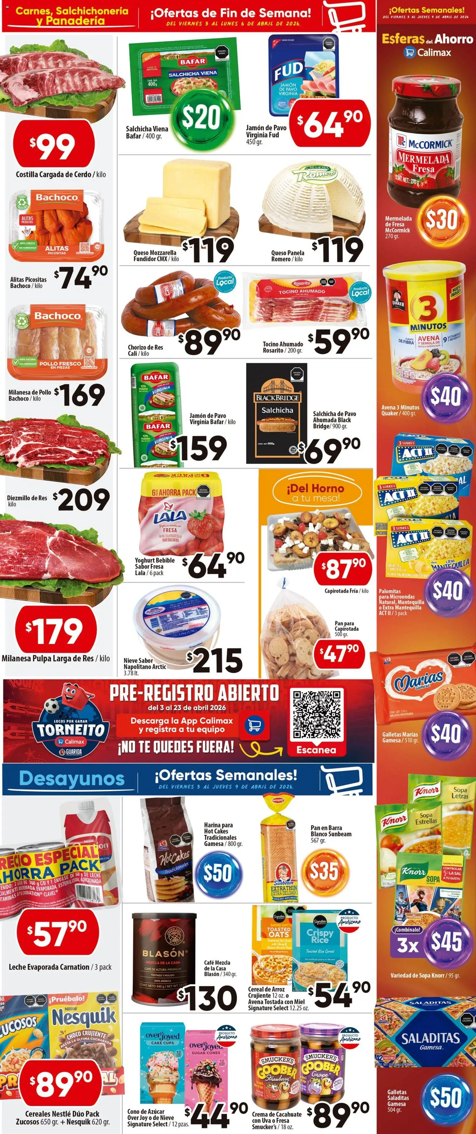 Nuevas ofertas de Calimax válidas en toda la República Mexicana desde el 03.04.2026. ¡Encuentra las mejores ofertas en Calimax folleto Ensenada! | Página: 2 | Productos: Salchicha, Sopa, Leche, Cerdo
