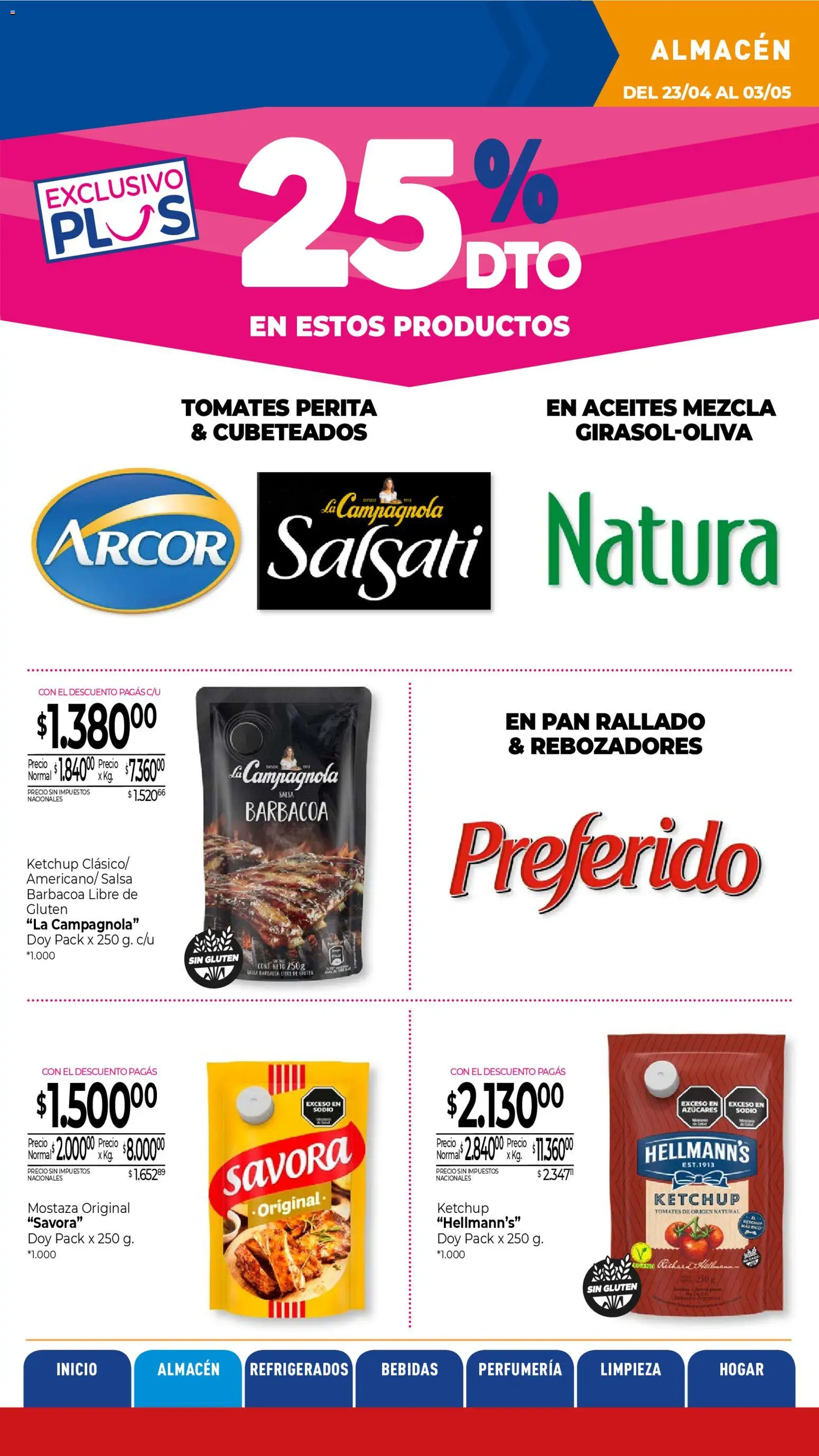 La Anonima catálogo │ válido desde el 23.04.2026 | Página: 12 | Productos: Ketchup, Mostaza, Pan, Pan rallado
