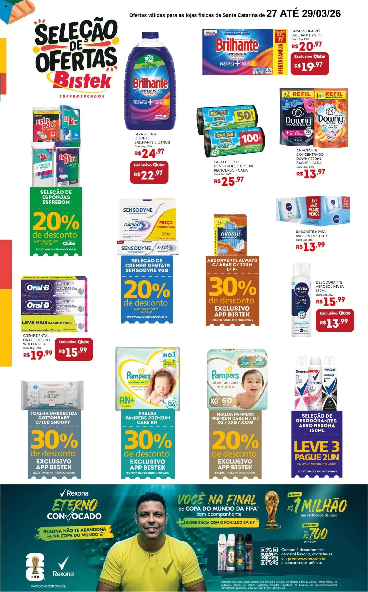 Bistek Supermercados Folheto - válido de 27.03.2026 | Página: 2 | Produtos: Pampers, Desodorante, Sabonete, Toalha umedecida