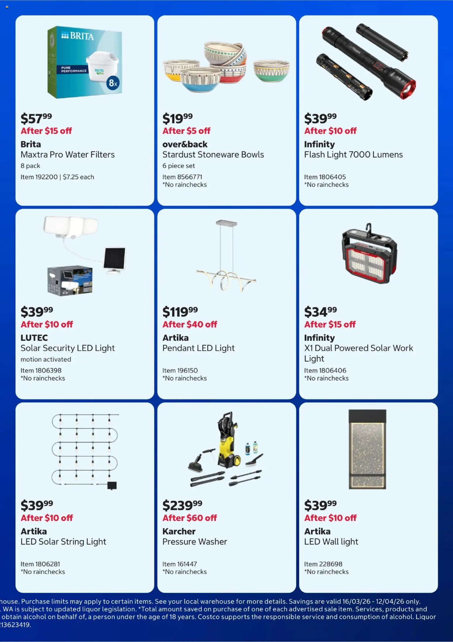 Costco catalogue - valid from 16.03.2026 | Page: 3 | Products: Light, Pendant, Water, Washer