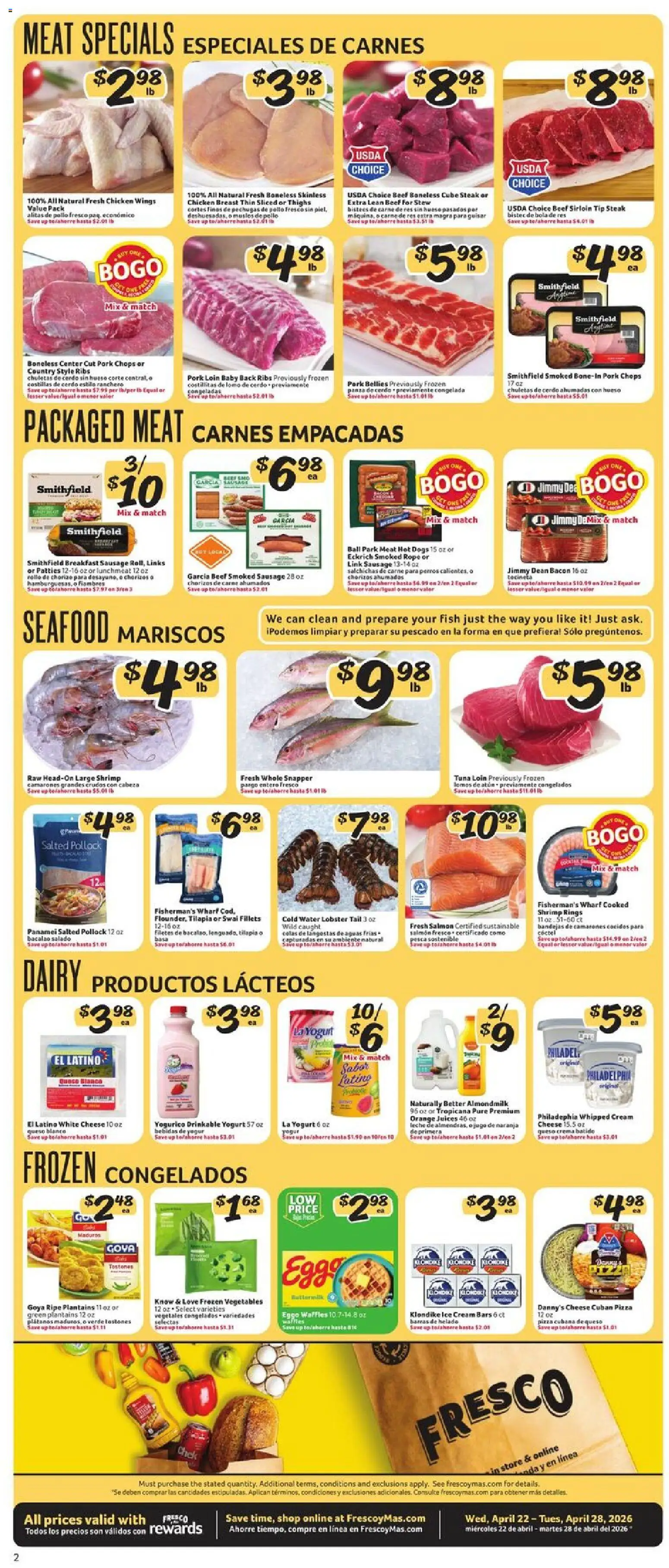 Fresco y Más Weekly Ad - valid from 22.04.2026 | Page: 3 | Products: Cheese, Cream, Ice cream, Sausage