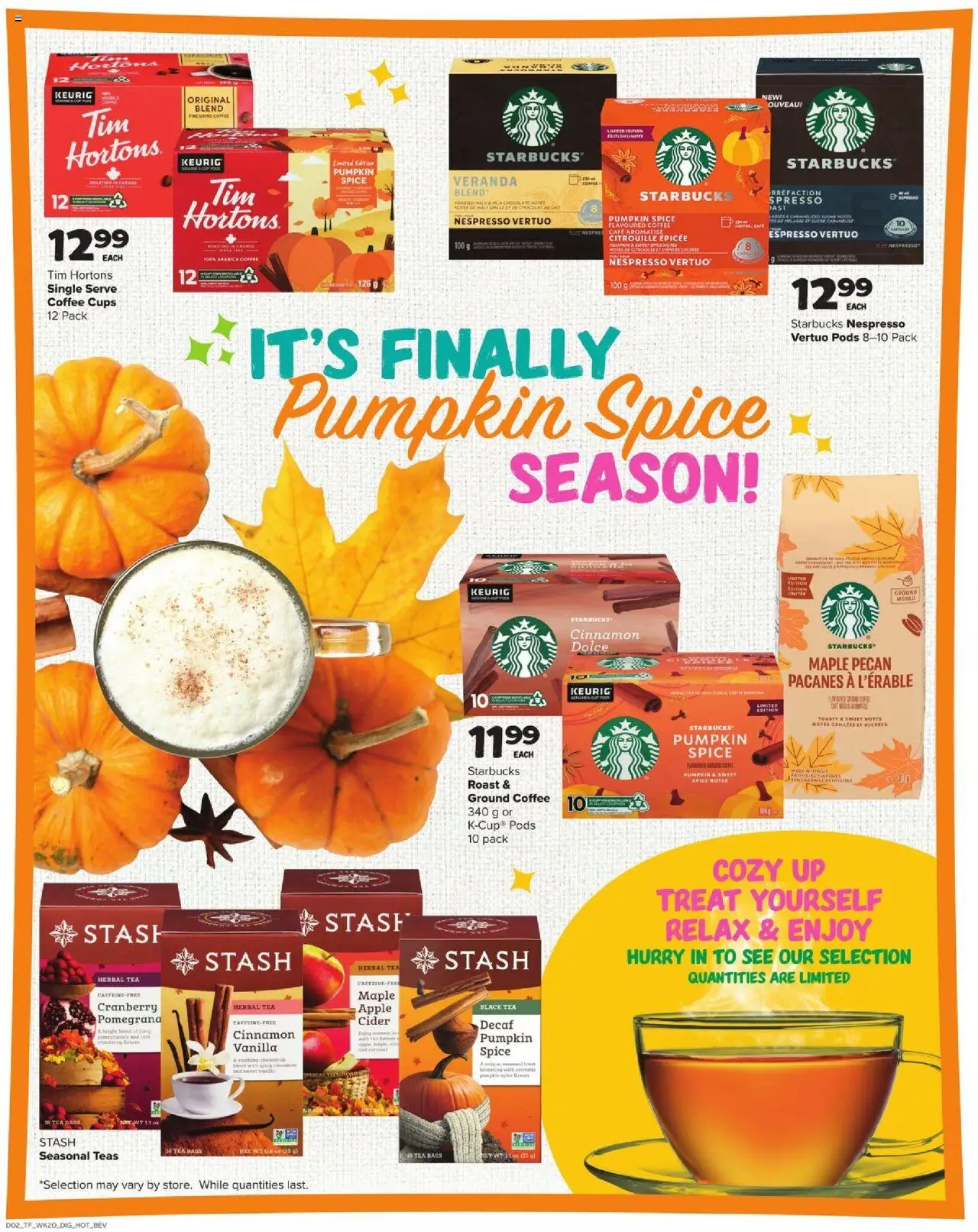 Thrifty Foods flyer valid from 11.09.2025 | Page: 14 | Products: Tea, Coffee, Chocolate, Pumpkin
