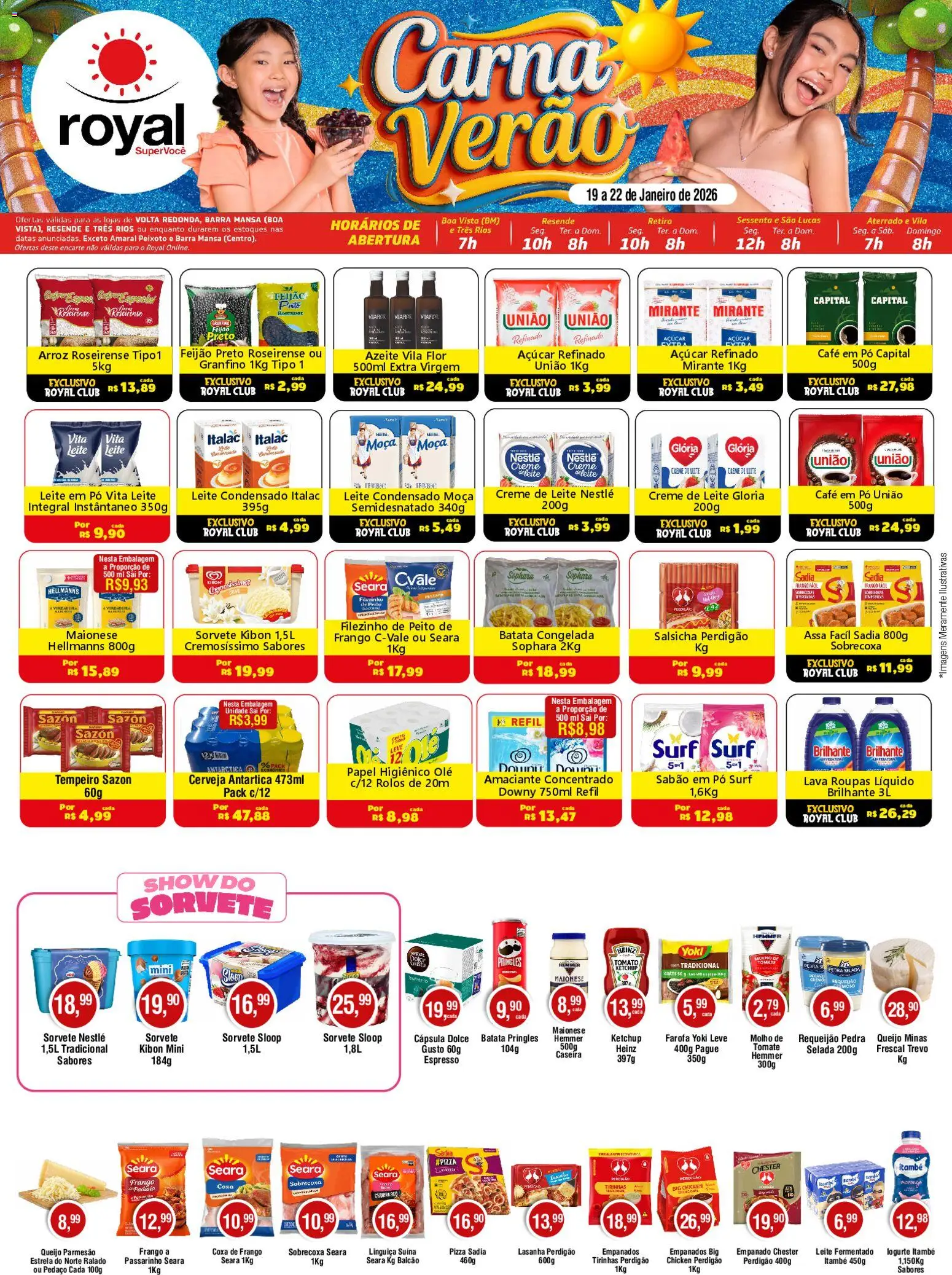 Royal Supermercados Folheto - válido de 19.01.2026 | Página: 1 | Produtos: Pó, Coxa de frango, Roupas, Queijo parmesão