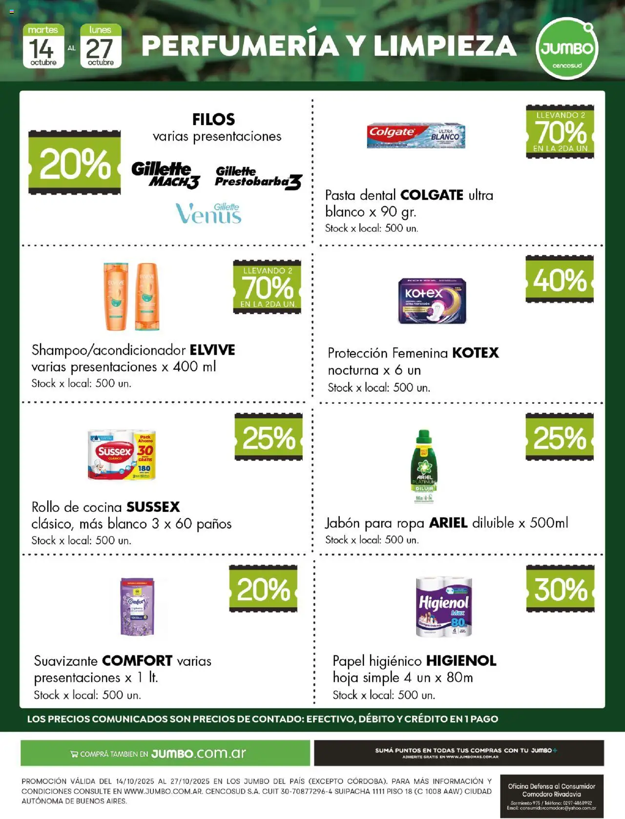 Jumbo - Especial Perfumería y Limpieza │ válido desde el 14.10.2025 | Página: 1 | Productos: Cocina, Ropa, Suavizante, Pasta