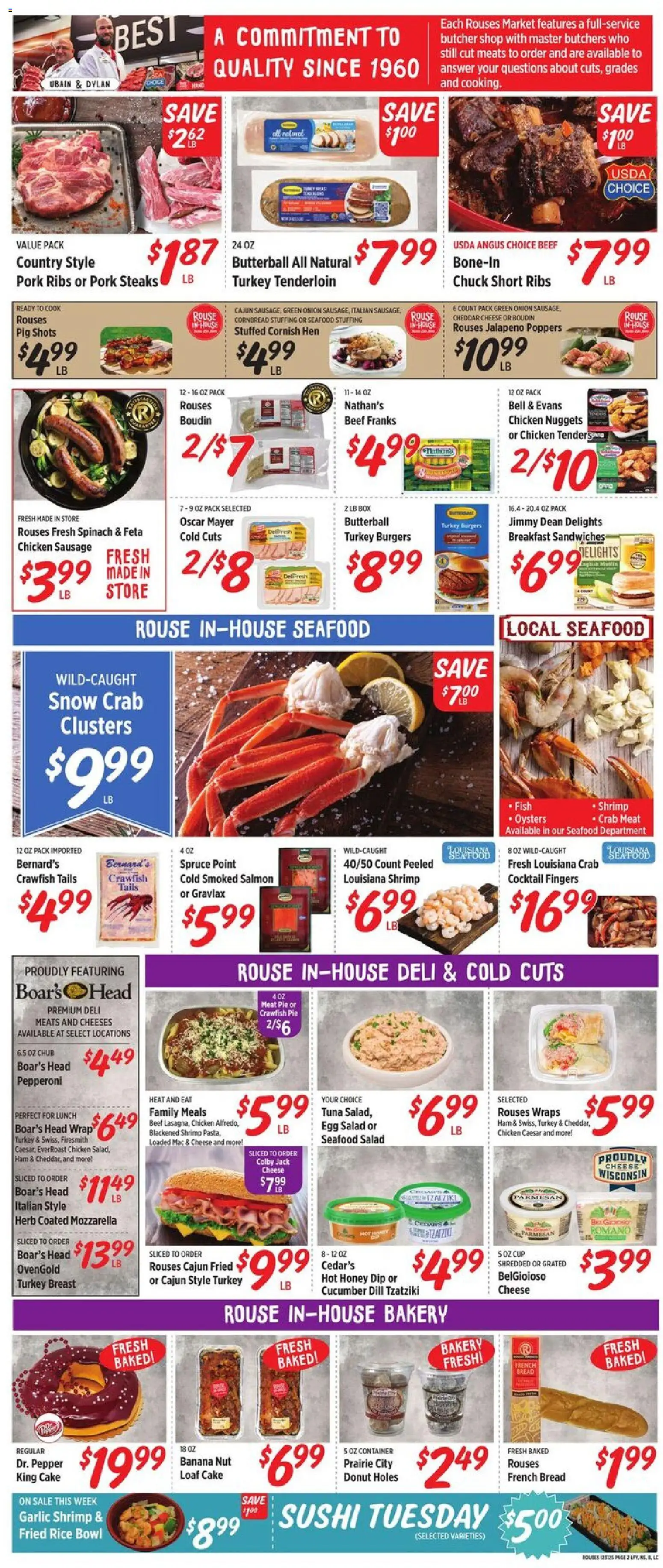 Rouses Weekly Ad - valid from 31.12.2025 | Page: 6 | Products: Cheese, Fish, Beef, Dill