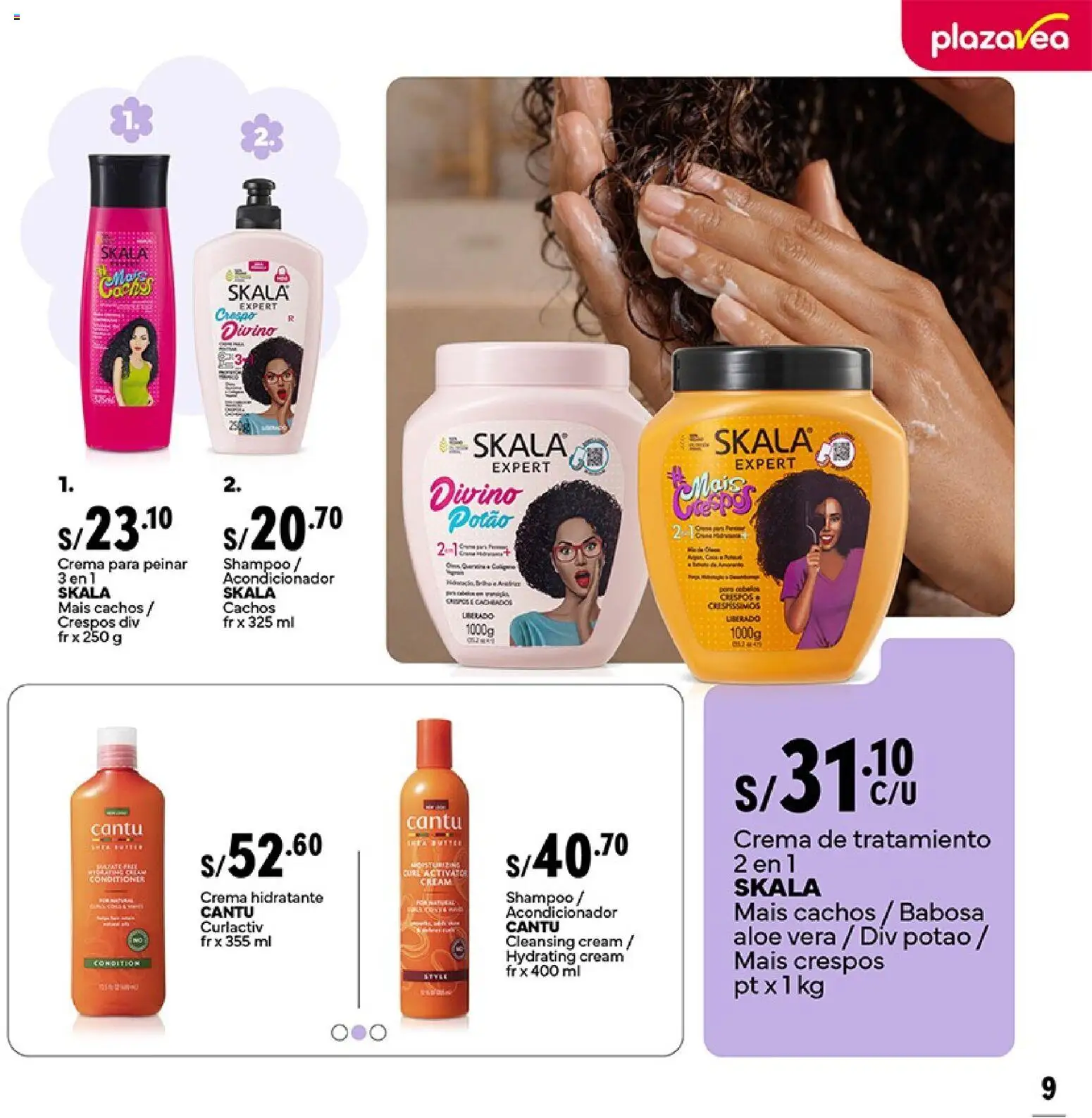 Catálogo Plaza Vea válido desde 06.04.2026 | Página: 9 | Productos: Shampoo, Acondicionador, Crema
