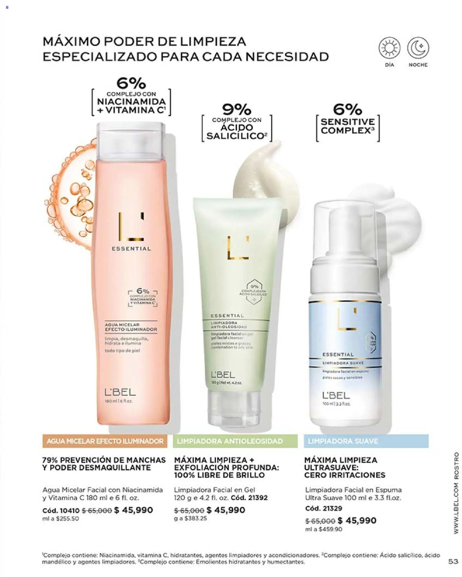 L'Bel revista - valida desde el 03.04.2026 | Página: 53 | Productos: Agua micelar, Espuma, Iluminador, Desmaquillante