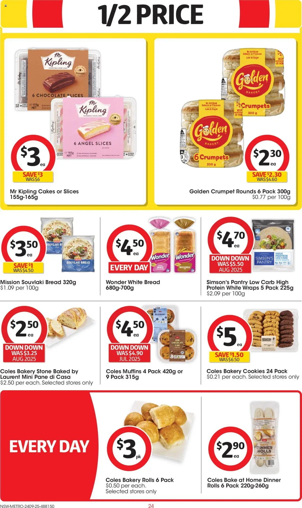 Coles catalogue - valid from 24.09.2025 | Page: 24 | Products: Crumpets, Bread, Muffins, Sugar
